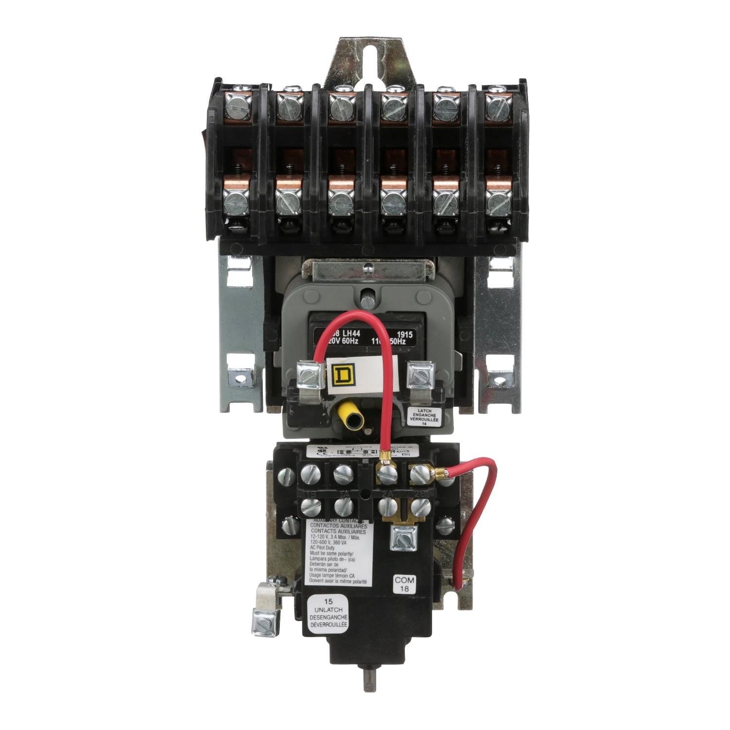 Square D™ 8903LXO60V02 Type LX Mechanically Held Multi-Pole Lighting Contactor, 110/120 V AC V Coil, 30 A, 6NO Contact, 6 Poles