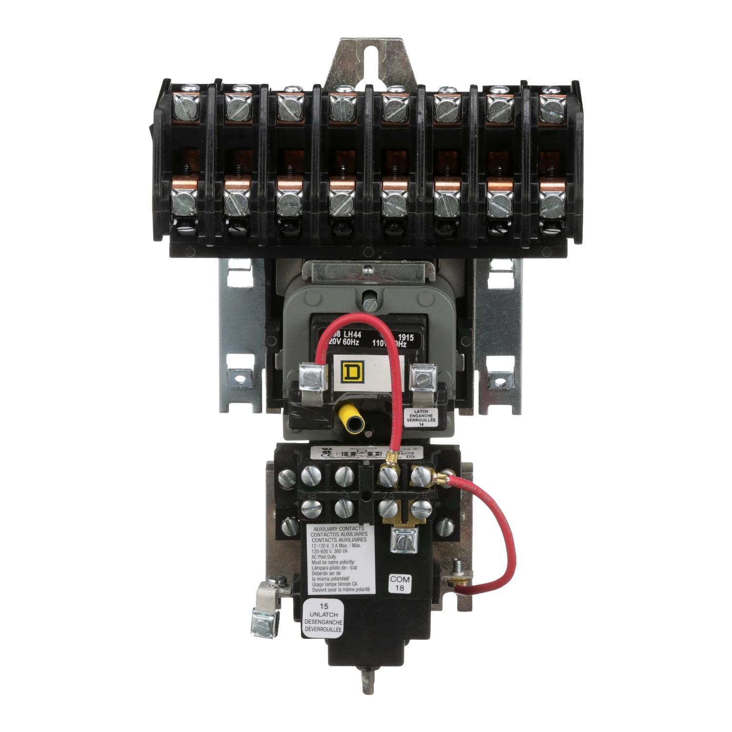 Square D™ 8903LXO80V02 Type LX Mechanically Held Multi-Pole Lighting Contactor, 110/120 V AC V Coil, 30 A, 8NO Contact, 8 Poles