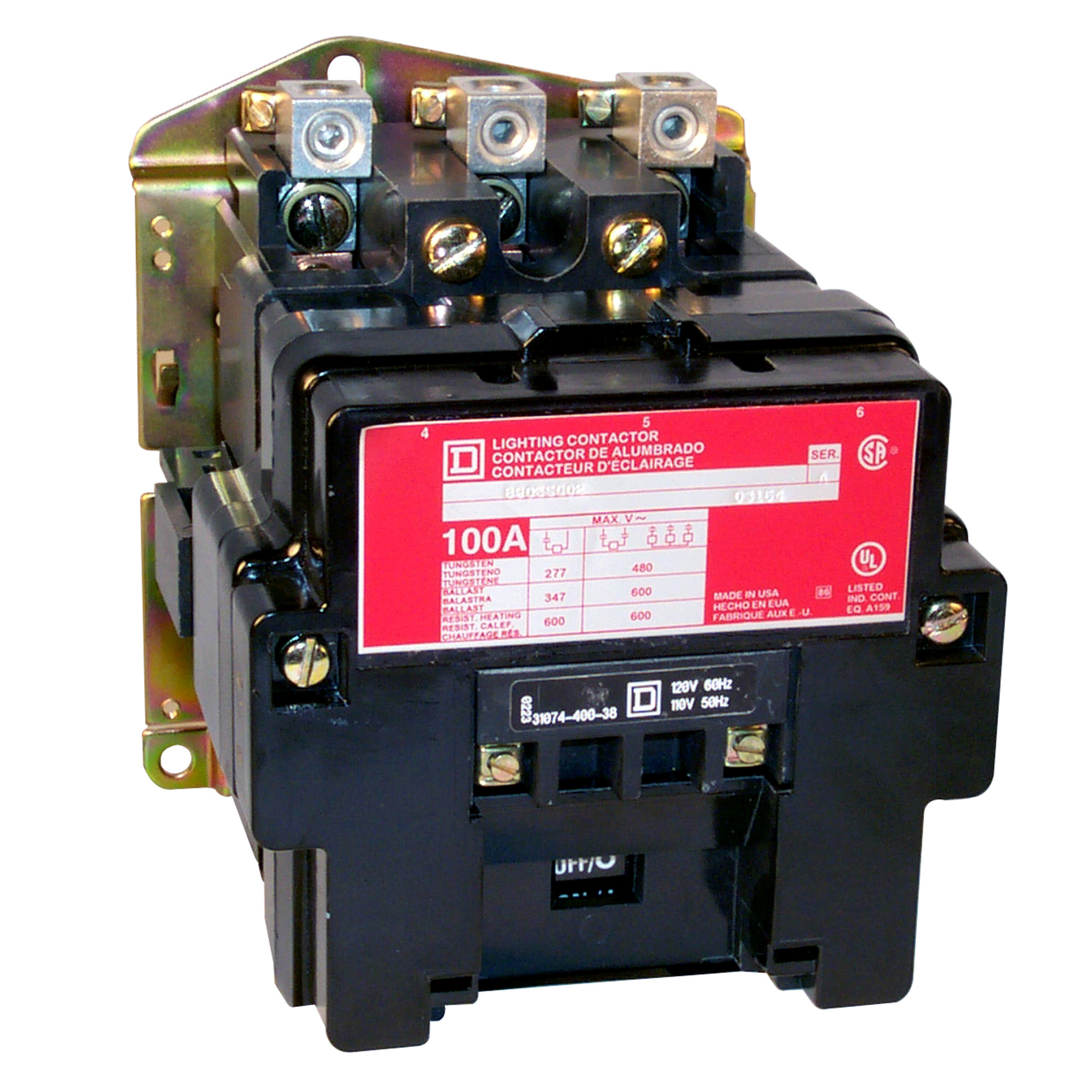 Square D™ 8903SPO2V04 Electrically Held Type S Lighting Contactor, 277 V AC V Coil, 3 Poles