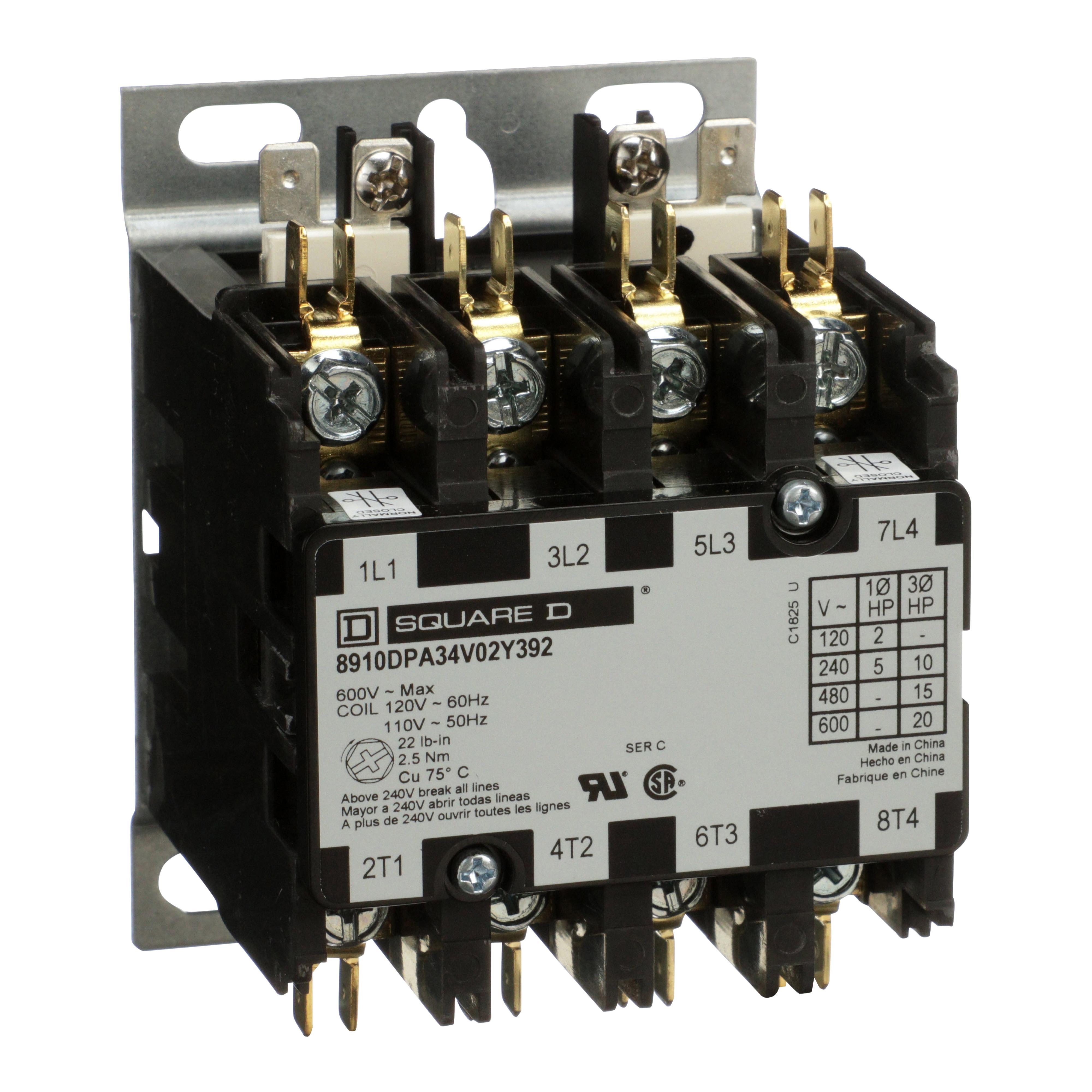 Square D™ 8910DPA34V02Y392 Definite Purpose Contactors AC