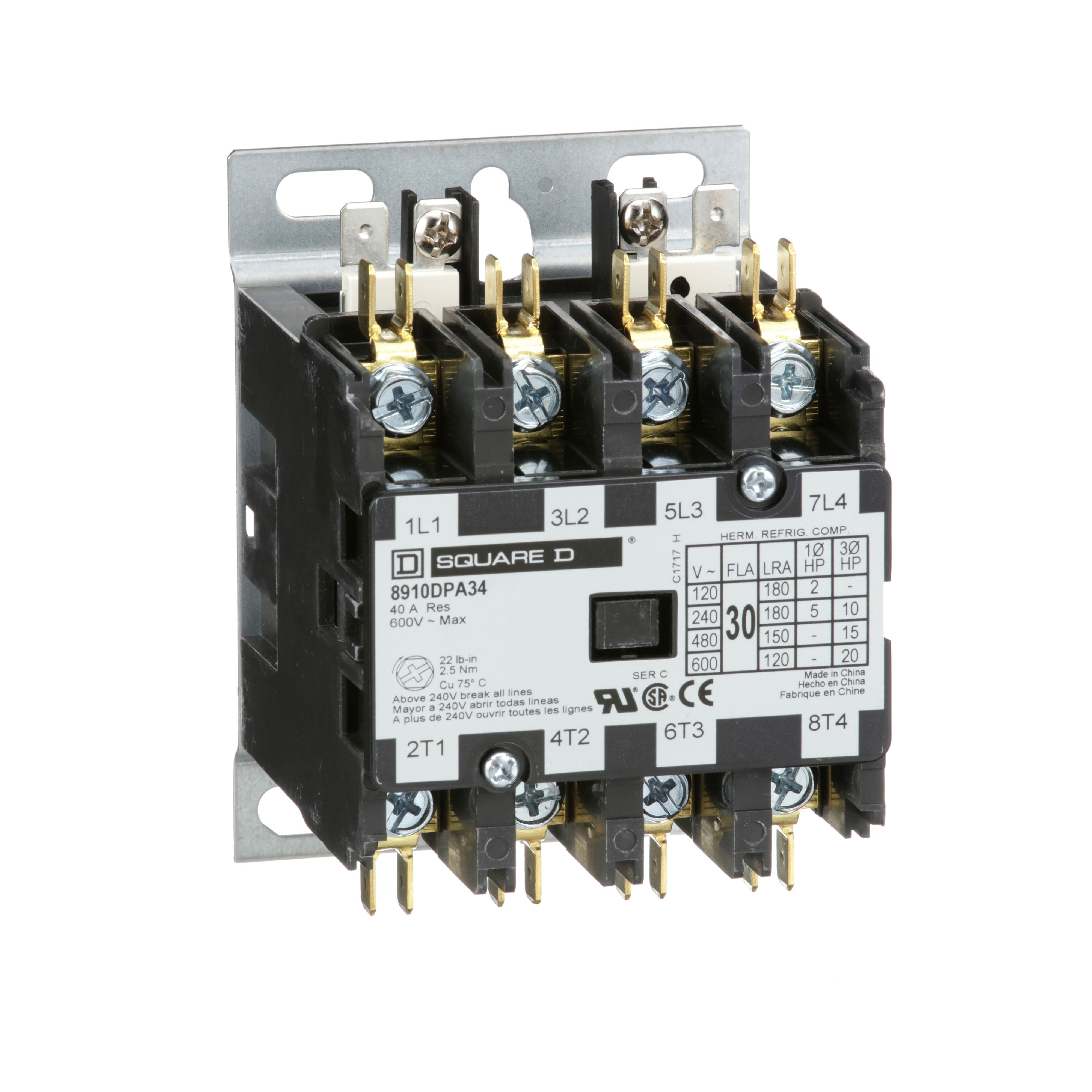 Square D™ 8910DPA34V14 Definite Purpose Contactors AC