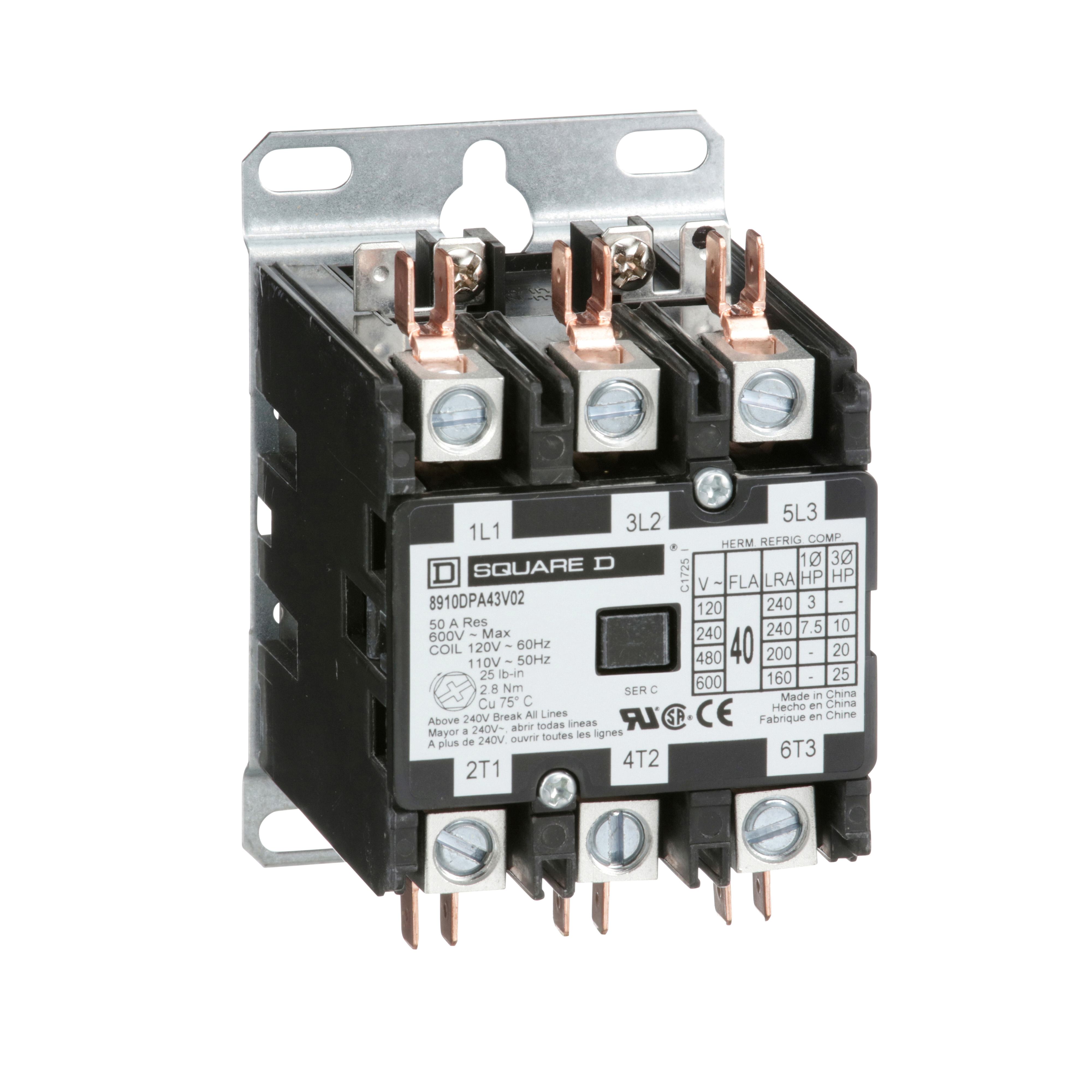 Square D™ 8910DPA43V02Y125 Definite Purpose Contactors AC