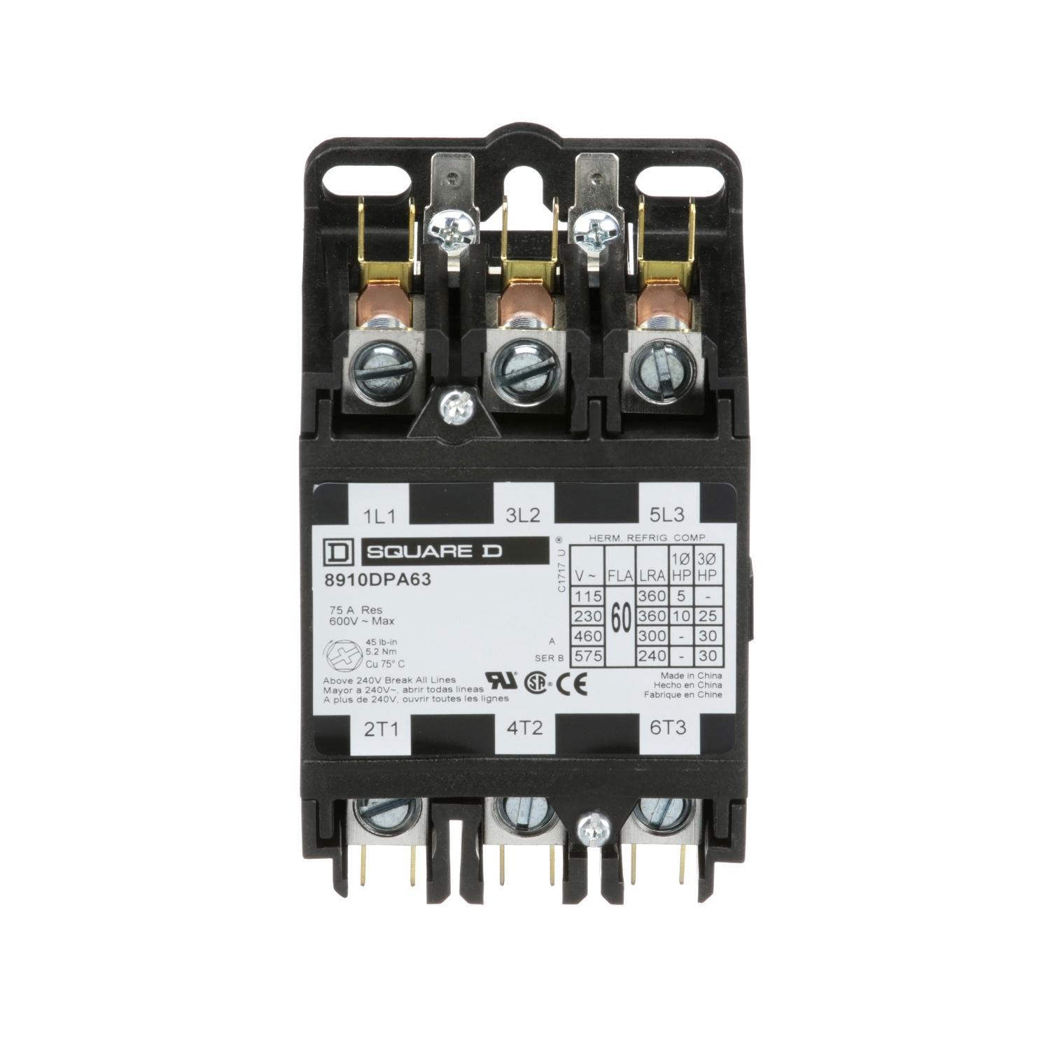 Square D™ 8910DPA63V04 Definite Purpose Contactors AC