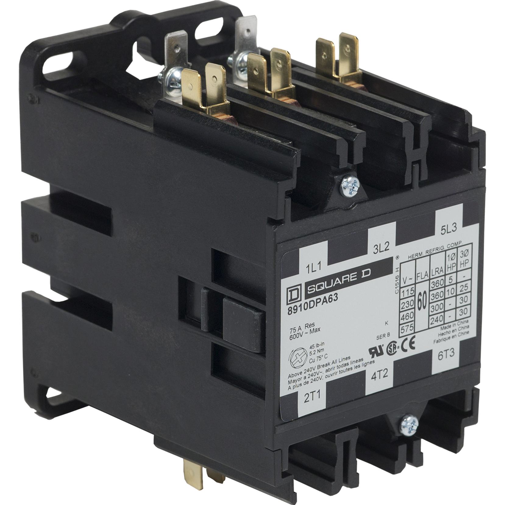 Square D™ 8910DPA63V49 Definite Purpose Contactors AC