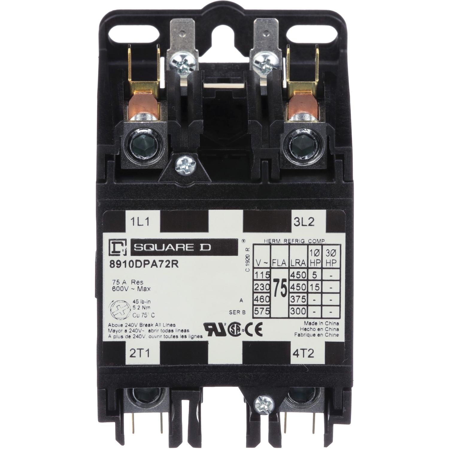 Square D™ 8910DPA72RV02 Definite Purpose Contactors AC
