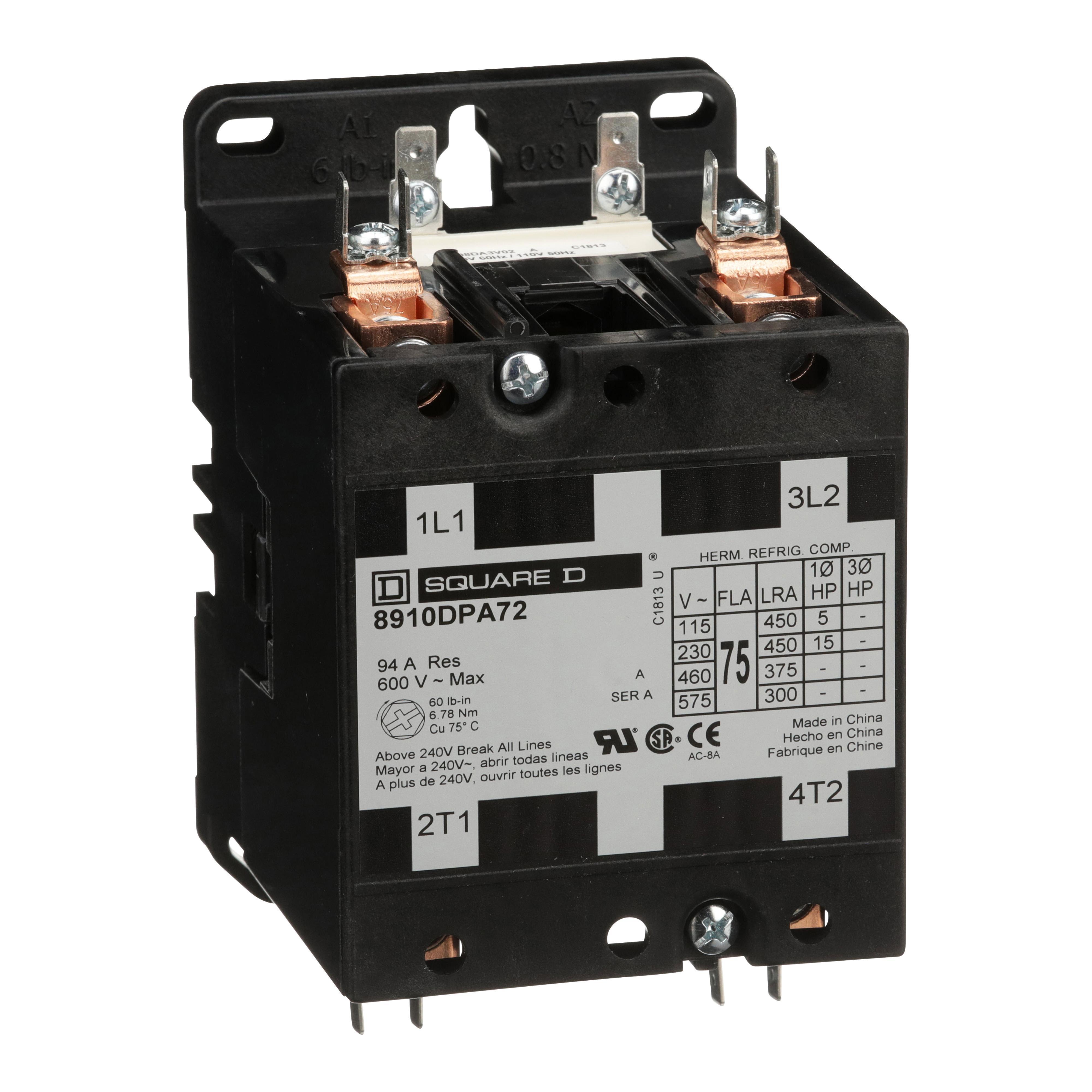Square D™ 8910DPA72V14 Definite Purpose Contactors AC