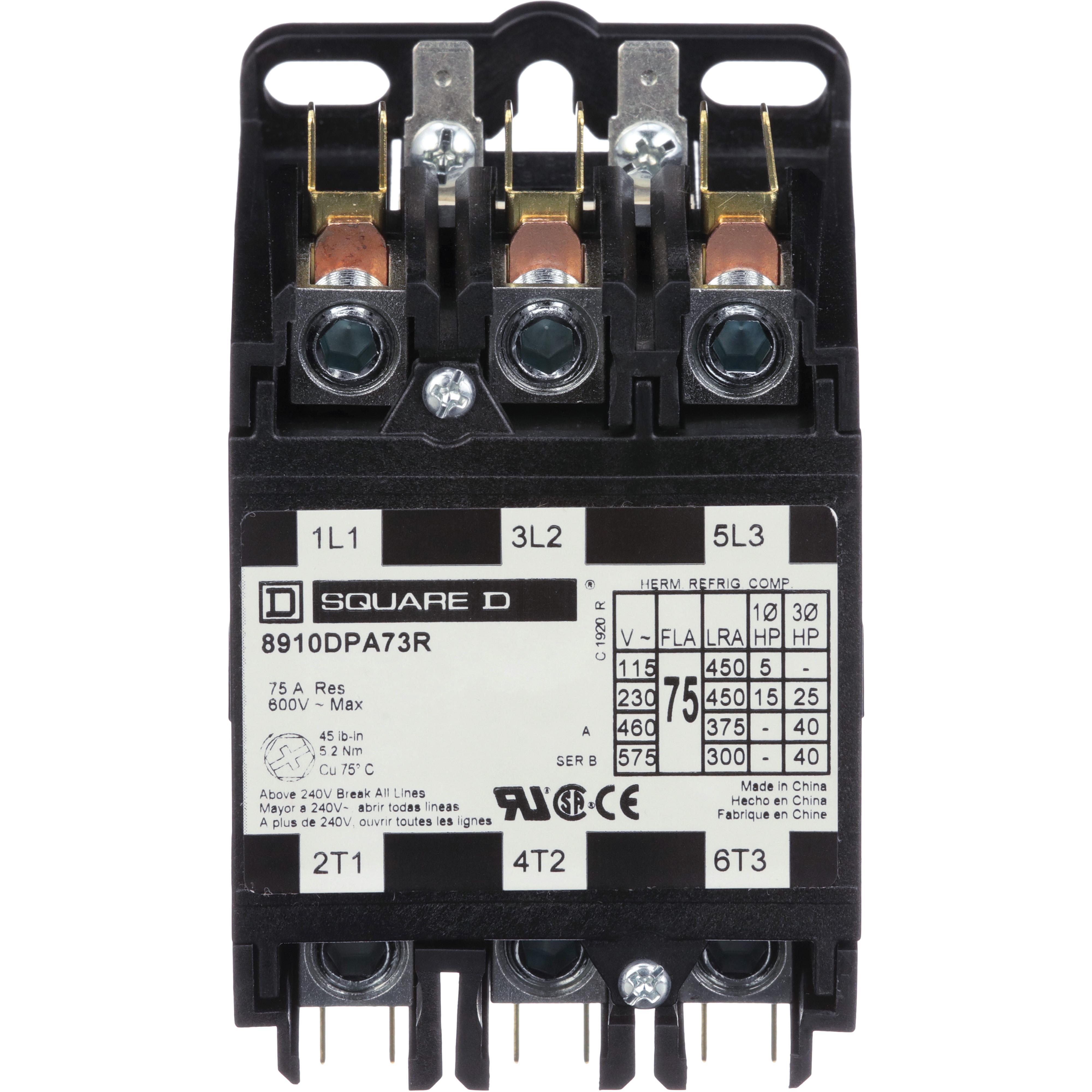 Square D™ 8910DPA73RV02 Open Contactor, 3 Poles
