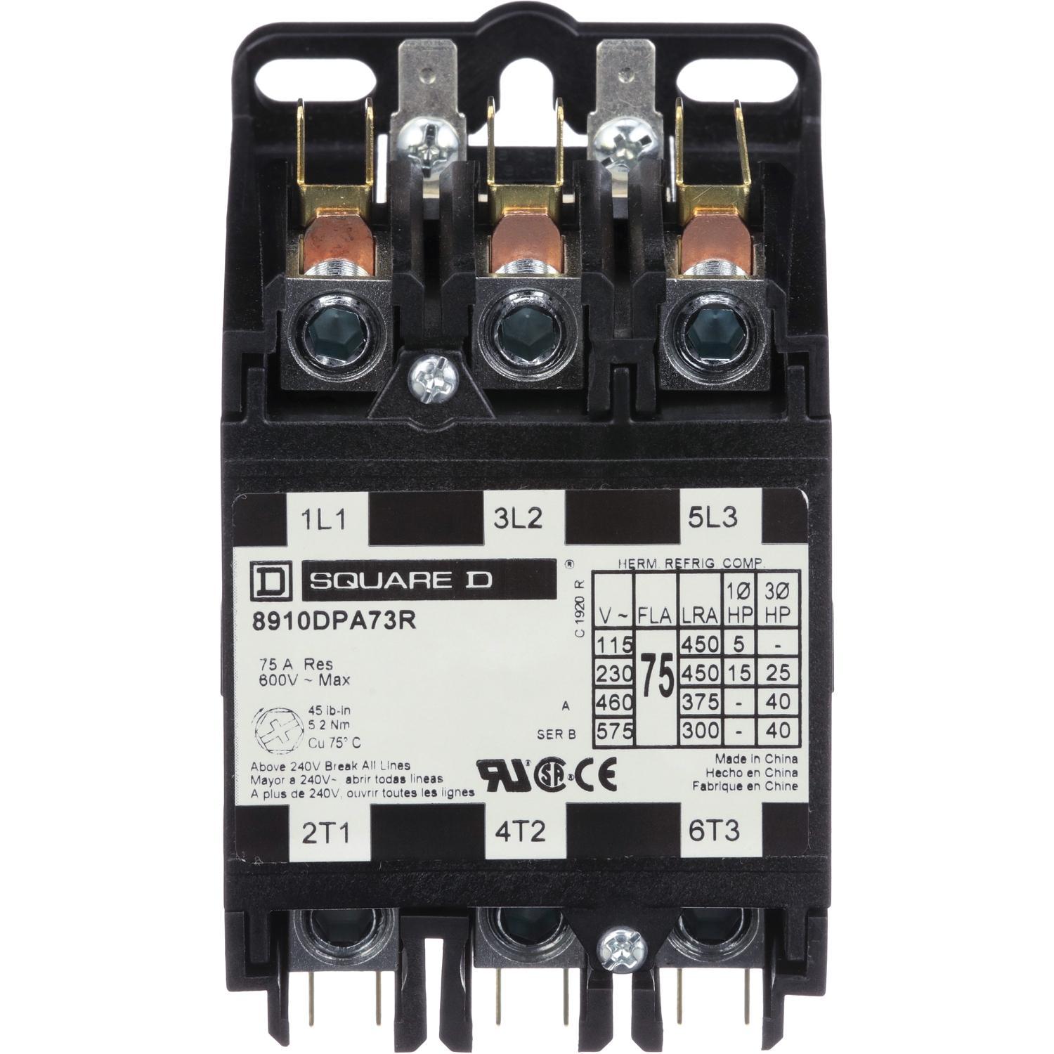 Square D™ 8910DPA73RV14 Definite Purpose Contactors AC