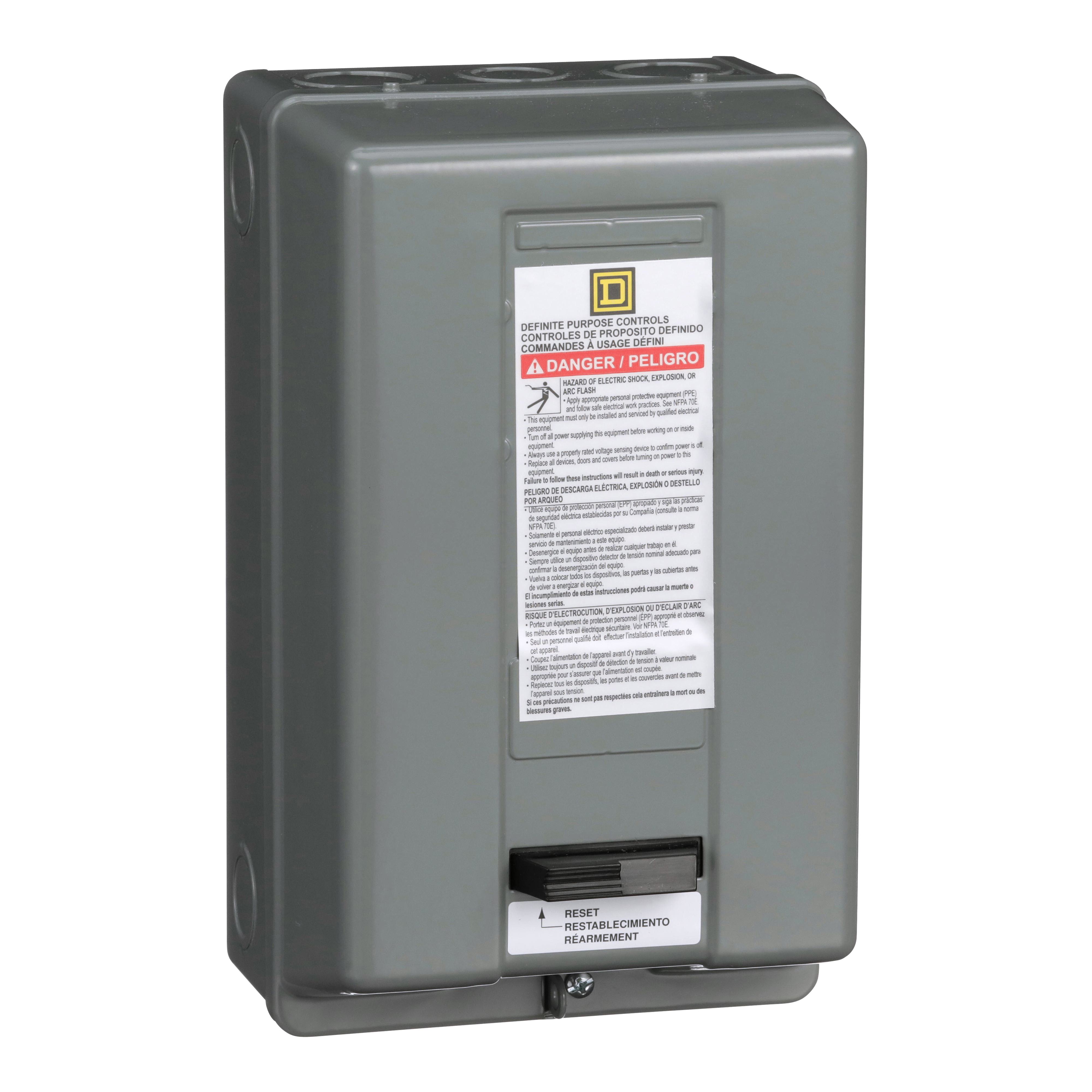 Square D™ 8911DPSG42V09 Type DPS Definite Purpose Starter, 220 V AC at 50 Hz, 208, 240 V AC at 60 Hz V Coil, Non-Reversing Action, 2 Poles, NEMA 1 Enclosure