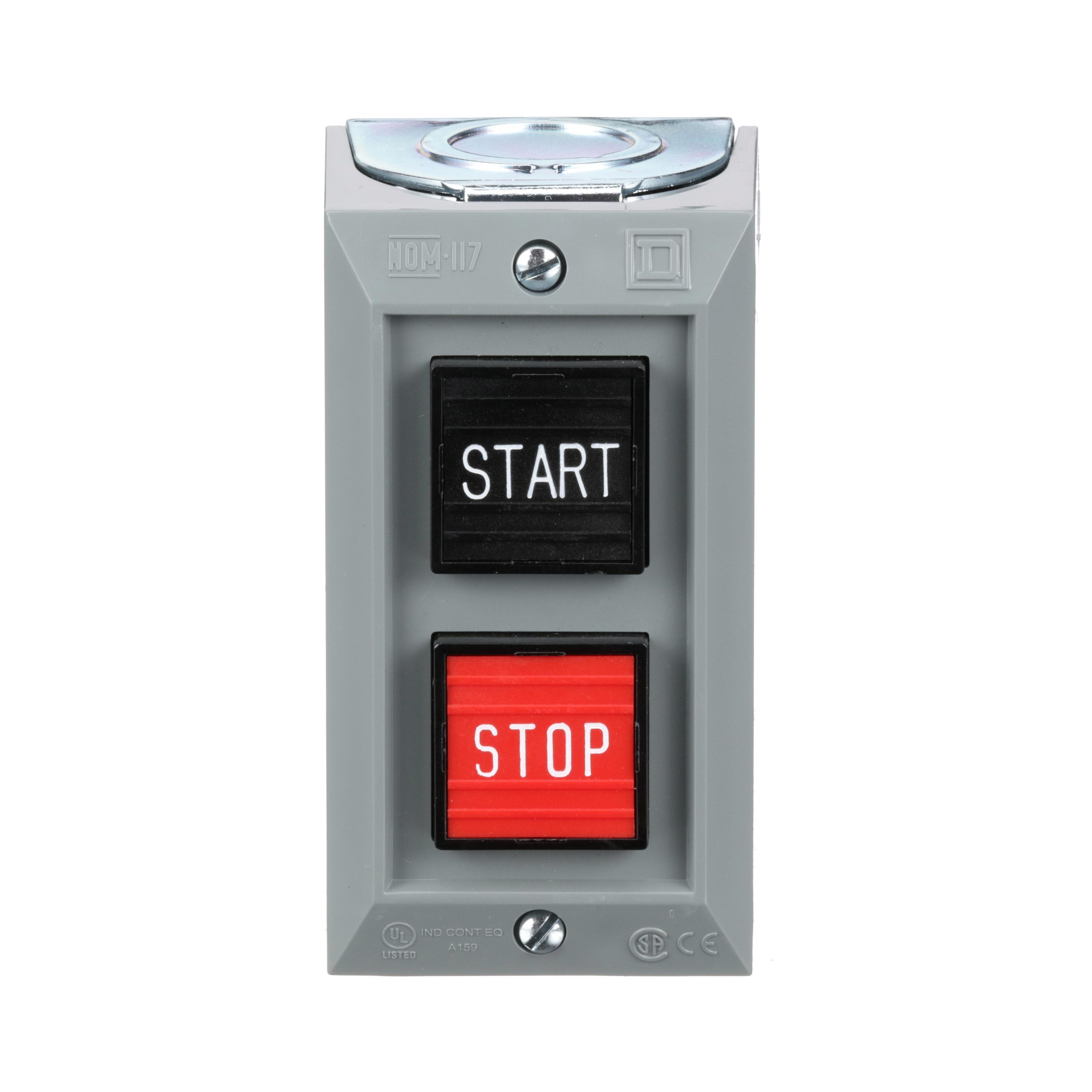 Square D™ Harmony™ 9001BG201 Type BG Control Station, 600 V AC, 5 A, 1NO-1NC Contact, 2 Operators, NEMA 1 NEMA Rating