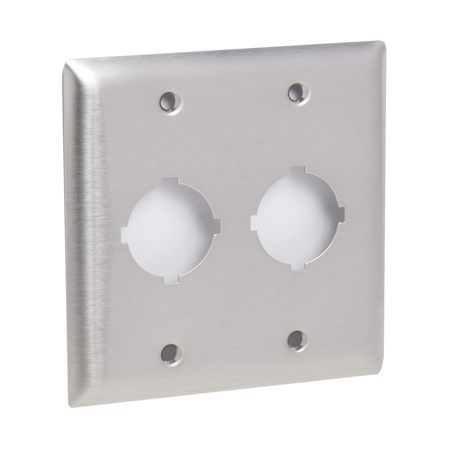 Square D™ Harmony™ 9001K26 Cover Plate, For Use With Harmony™ Class 9001 30 mm Type K 2-Hole Pushbutton Flushplate, Controlling and Signal Unit, 2-Hole, NEMA 1, Stainless Steel