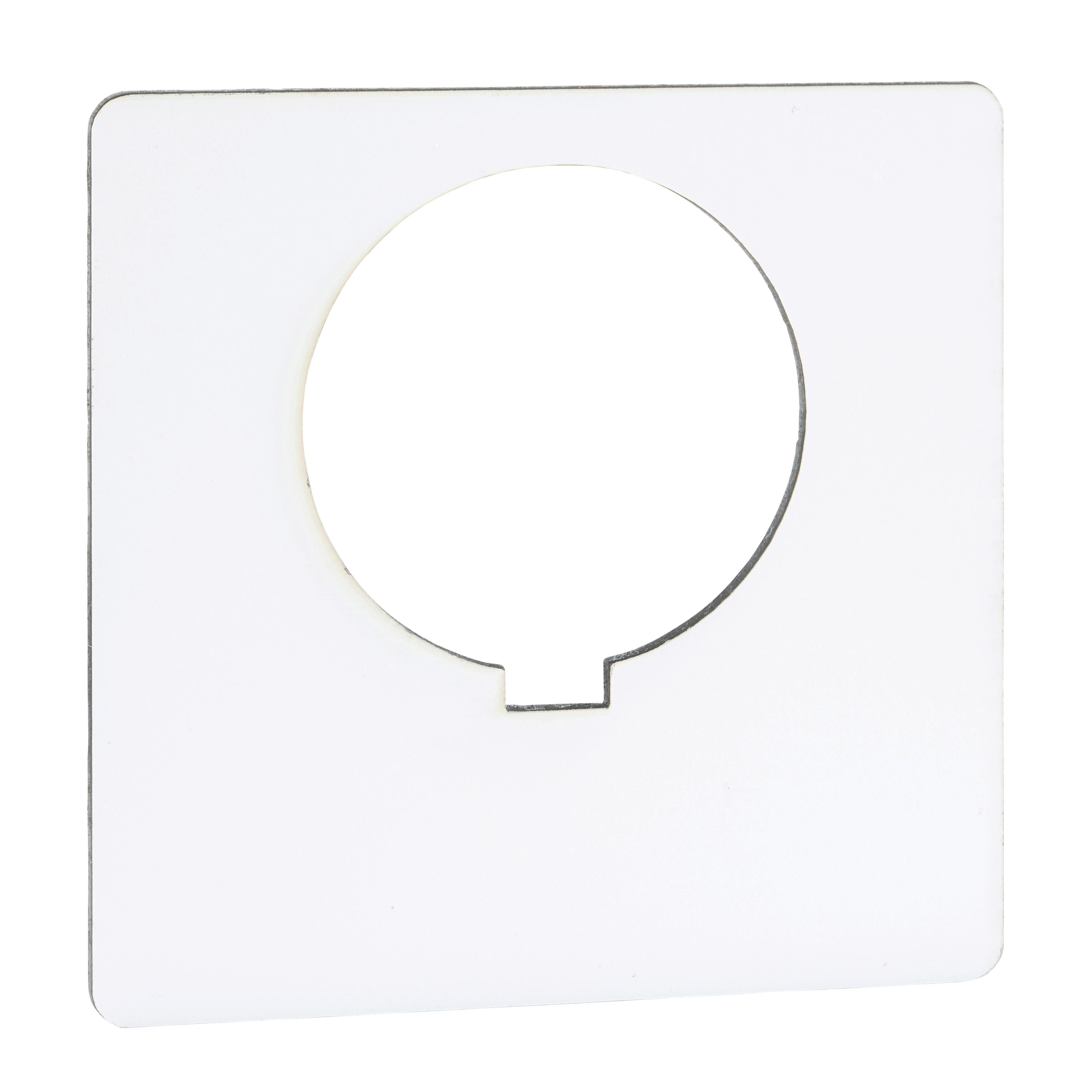 Schneider Electric Harmony 9001KN100WP Blank Legend Plate, 2-1/4 in H x 2-1/4 in W, Square Plate, Plastic, White Field