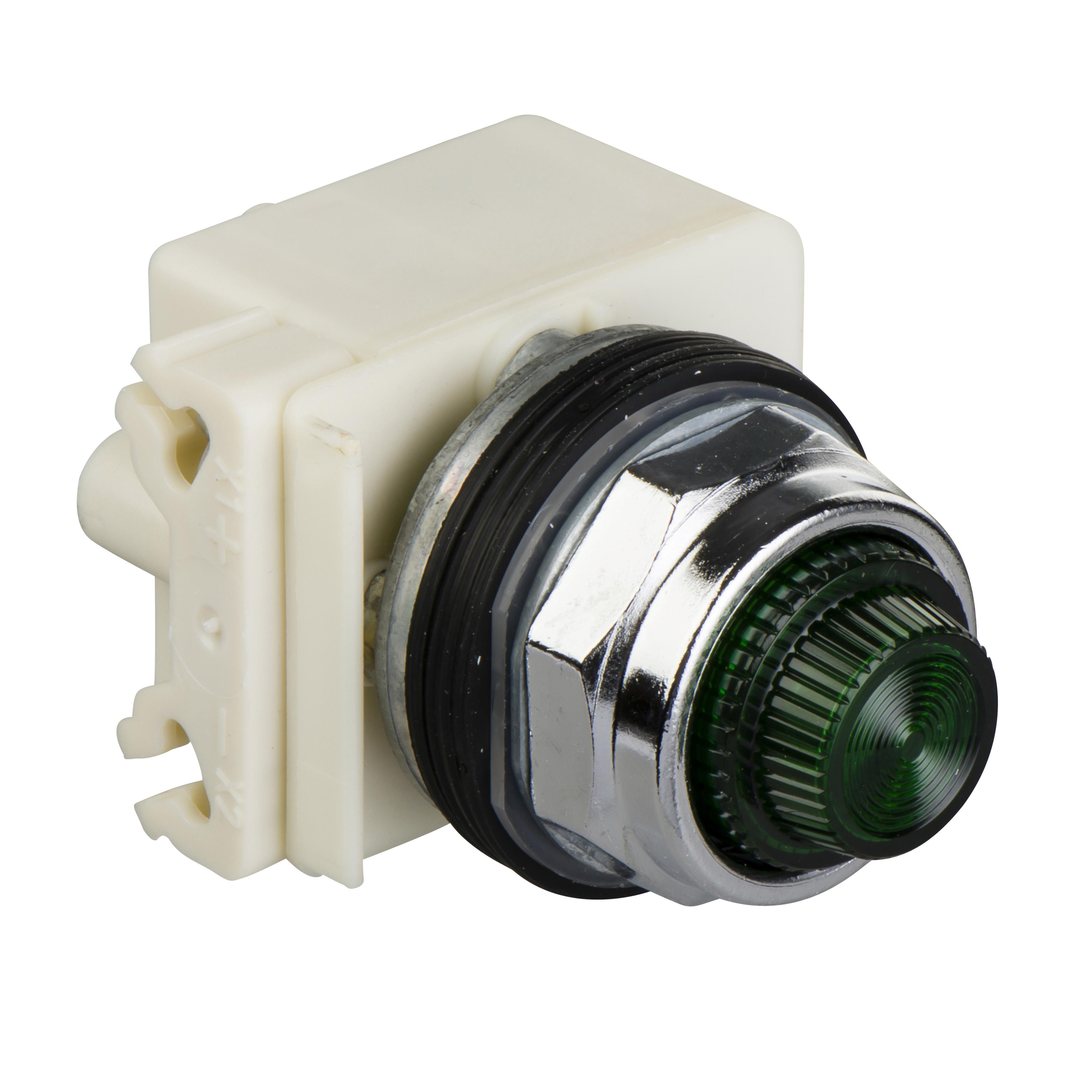 Schneider Electric Harmony 9001KP35LYY31 Type K Standard Pilot Light, 24 to 28 V AC/DC, 0.28 VA, Fresnel Lens, Panel Mount