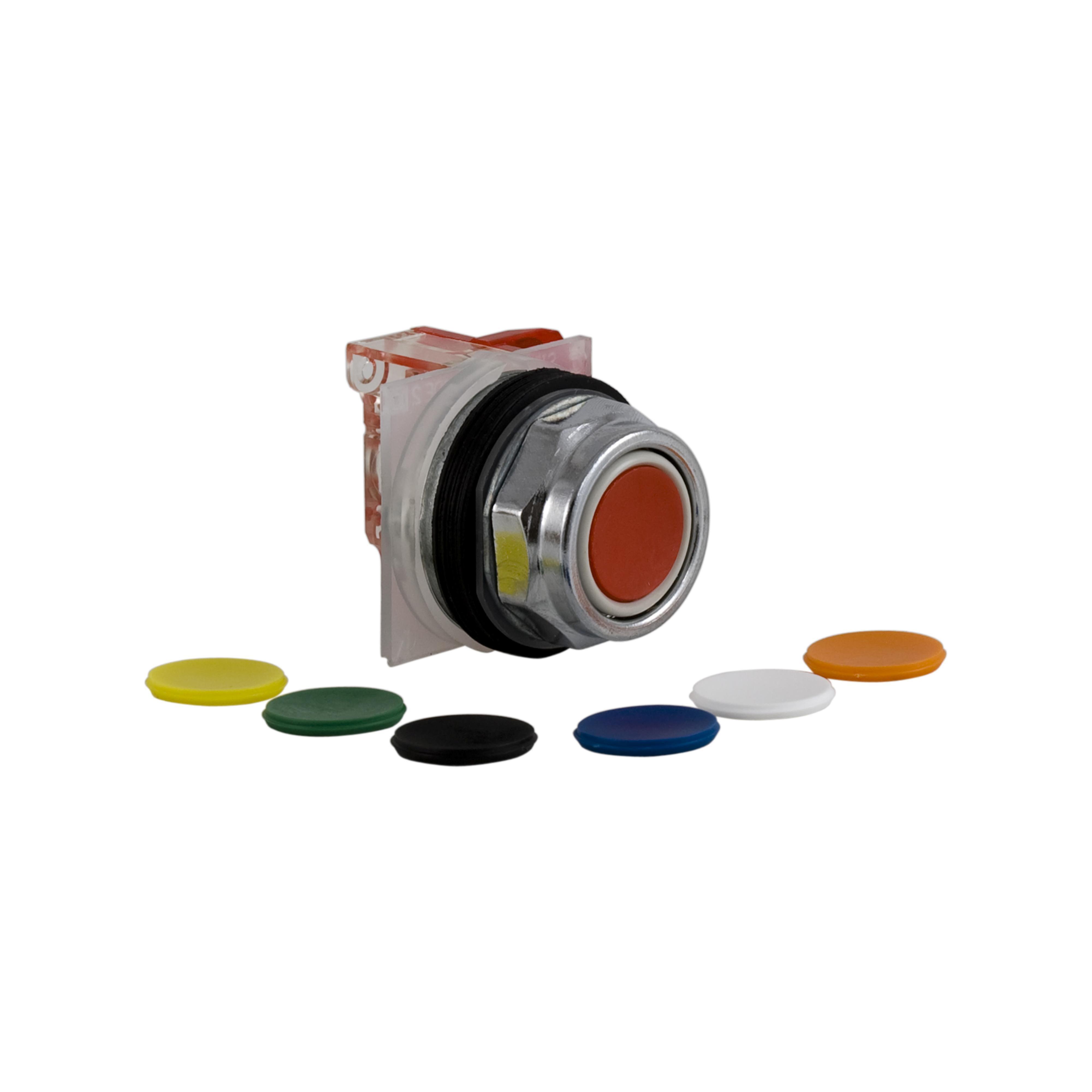 Schneider Electric Harmony™ Square D™ 9001KR1UH6 Type K Heavy Duty Dusttight/Oiltight/Watertight Mechanically Interlocked Standard Non-Illuminated Pushbutton With Full Guard, 30 mm, 1NC Contact, Slow Break Contact