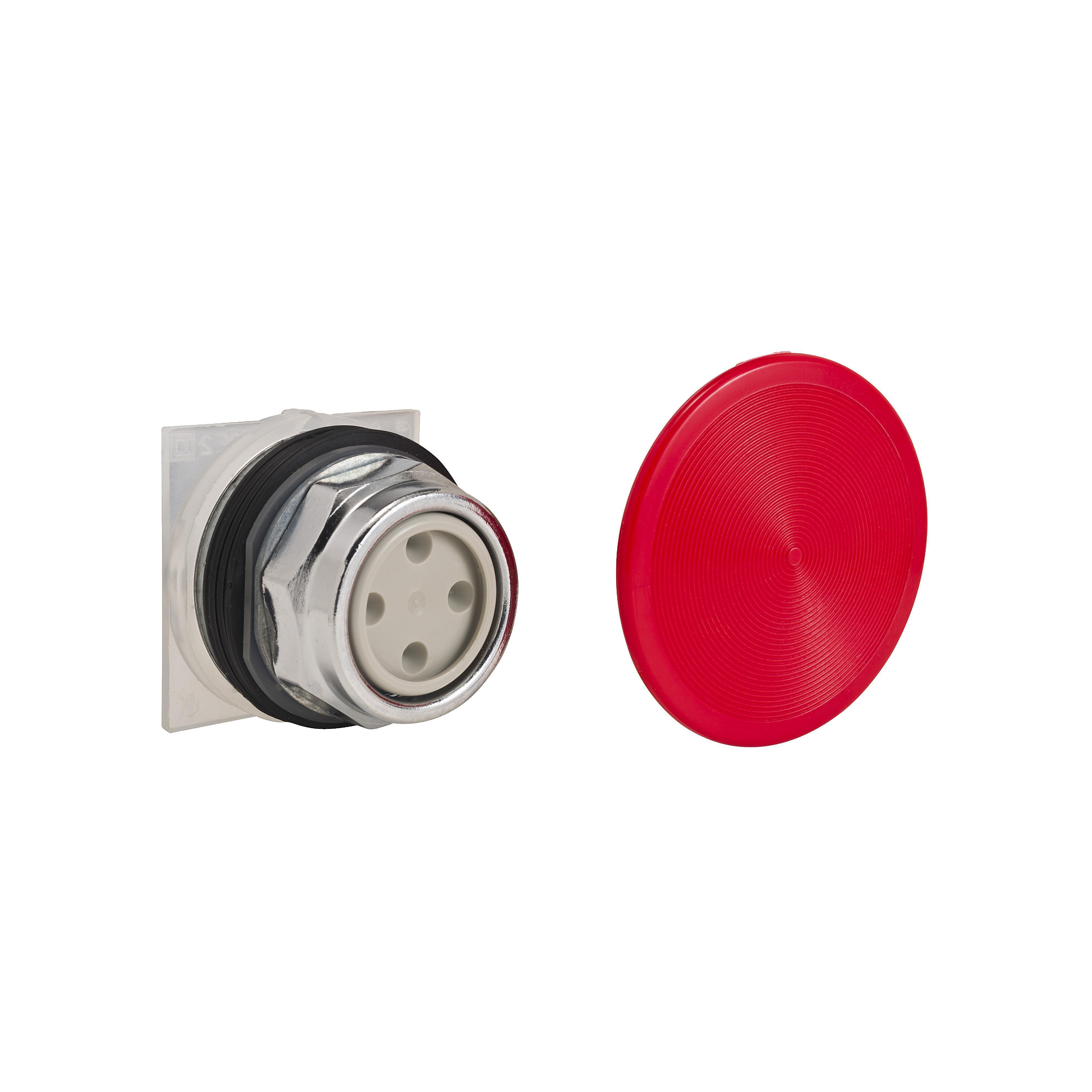 Schneider Electric Harmony 9001KR5RH5 Type K Heavy Duty Dusttight/Oiltight/Watertight Mechanically Interlocked Non-Illuminated Pushbutton, 30 mm, 1NO Contact, Slow Break Contact, Red