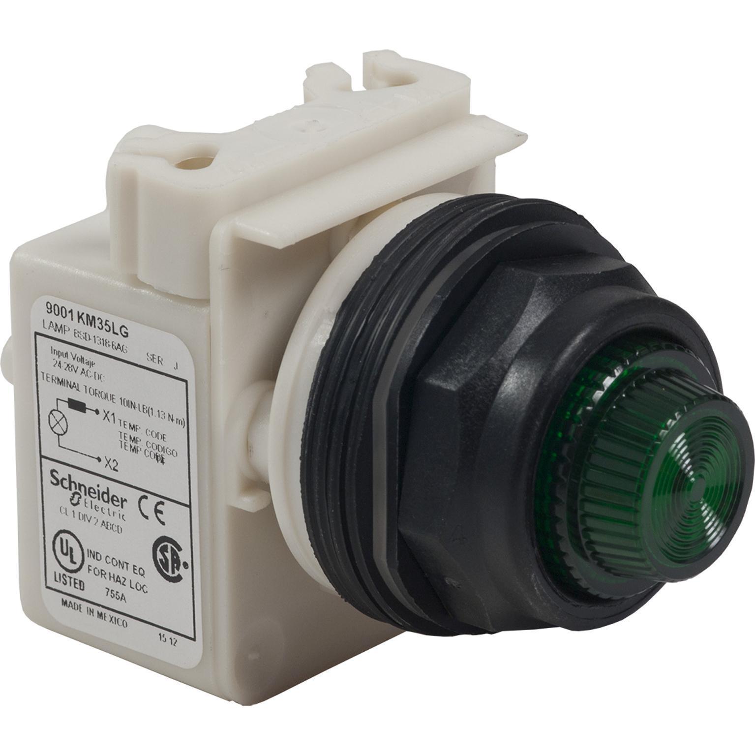 Square D™ Harmony™ 9001SKP1LRR31 Type SK Standard Pilot Light, 110 to 120 V AC, Fresnel Lens, Panel Mount