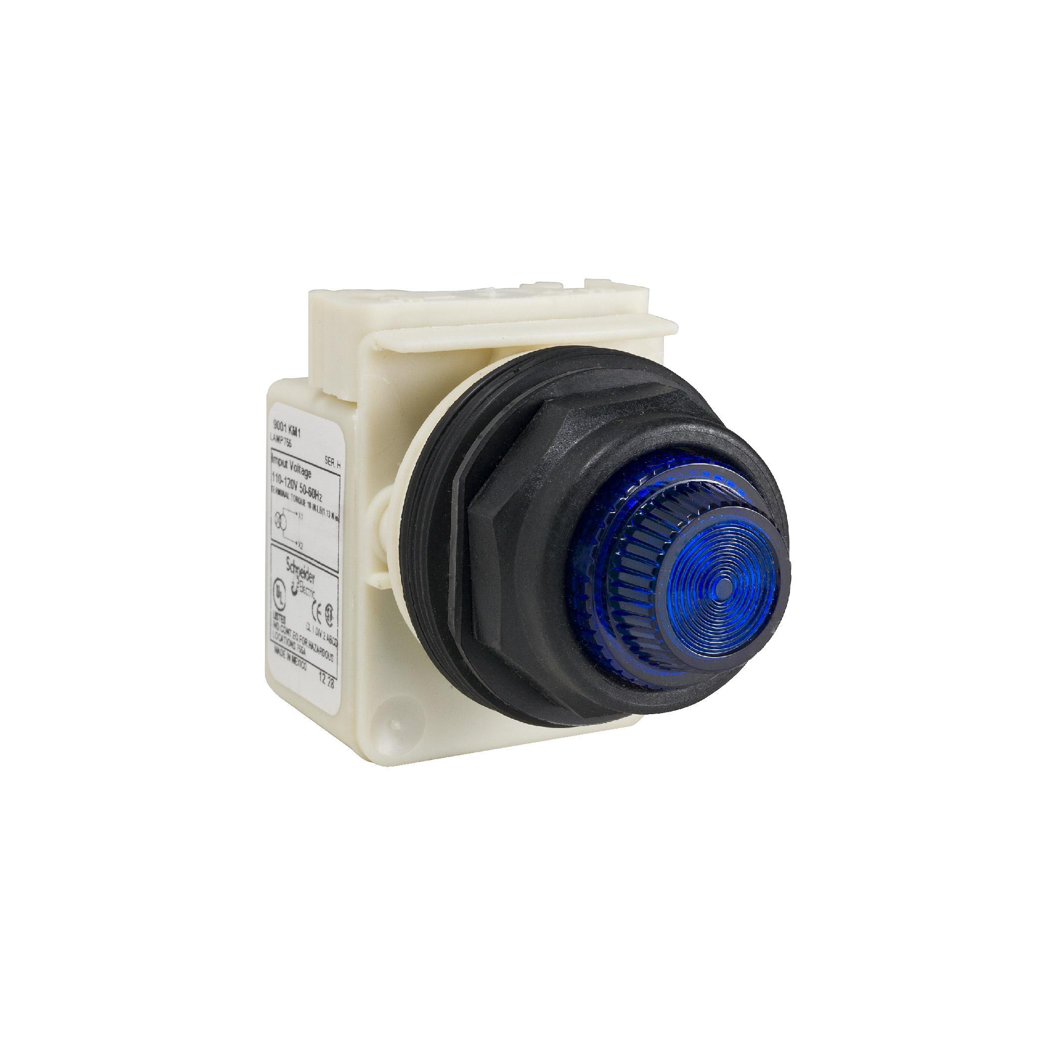 Schneider Electric Harmony 9001SKP38LLL31 Type SK Standard Pilot Light, 120 V AC/DC, 1.4 VA, Fresnel Lens, Panel Mount
