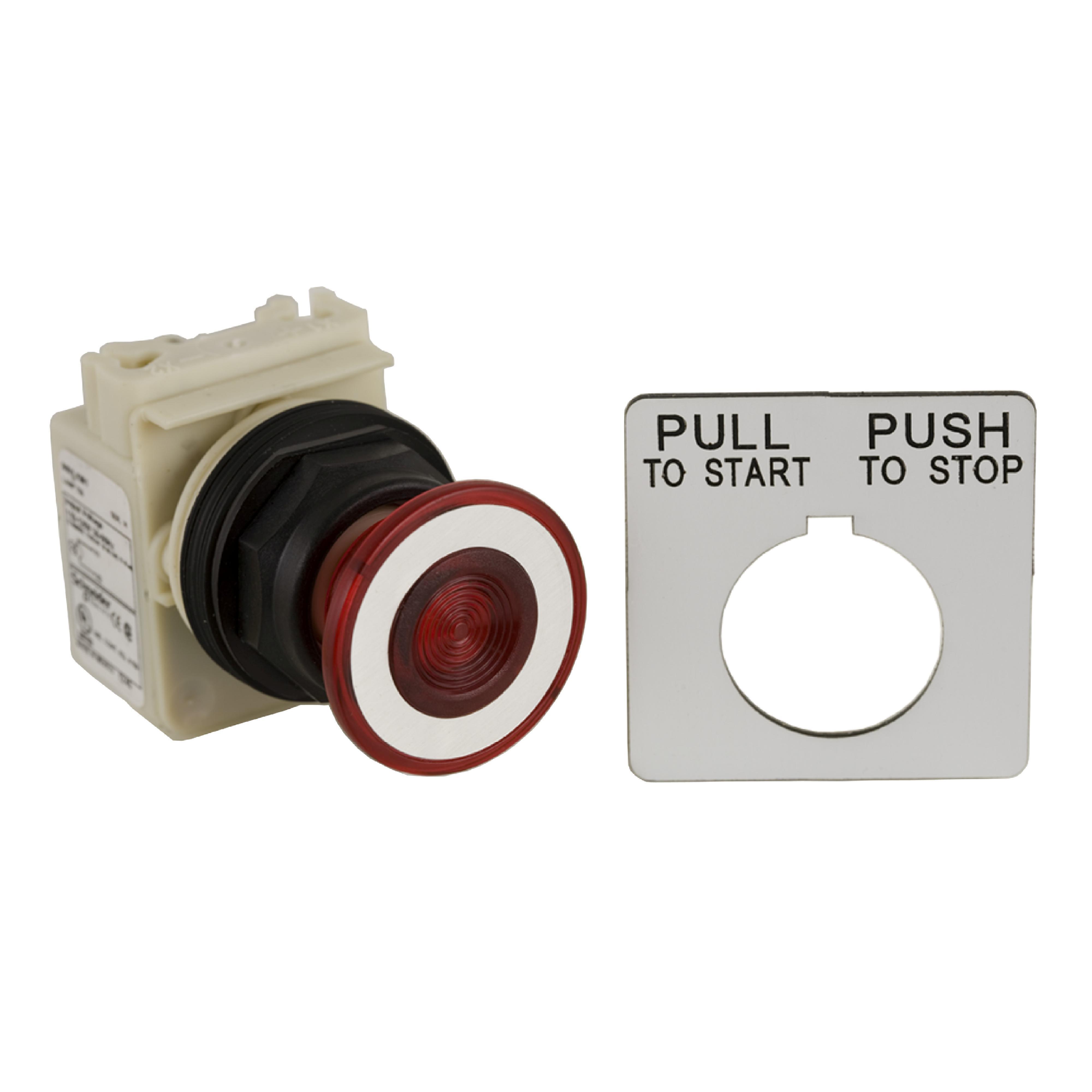 Square D™ 9001SKR9RH28 9001SK Pushbutton, 30 mm, 1NO-2NC Contact, Maintained Contact