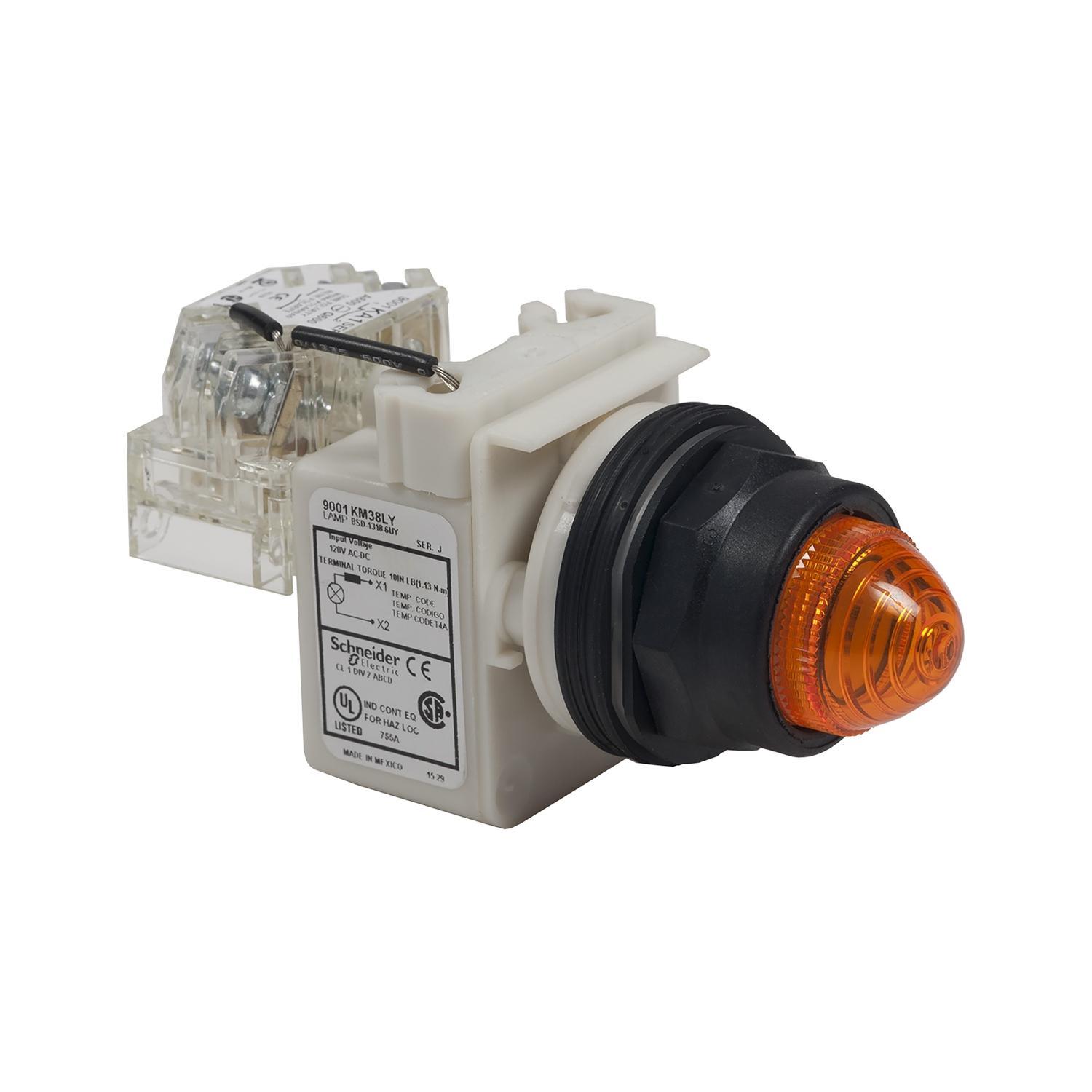 Square D™ Harmony™ 9001SKT38LWW31 Type SK Pilot Light, 120 V AC/DC, 1.4 VA, Fresnel Lens, Panel Mount