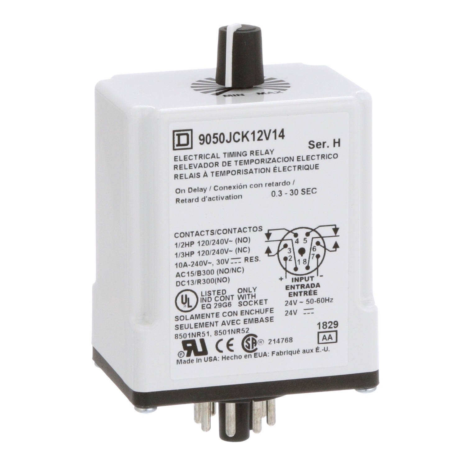 Square D™ 9050JCK12V14 Timing Relays - Fixed Mode Operation