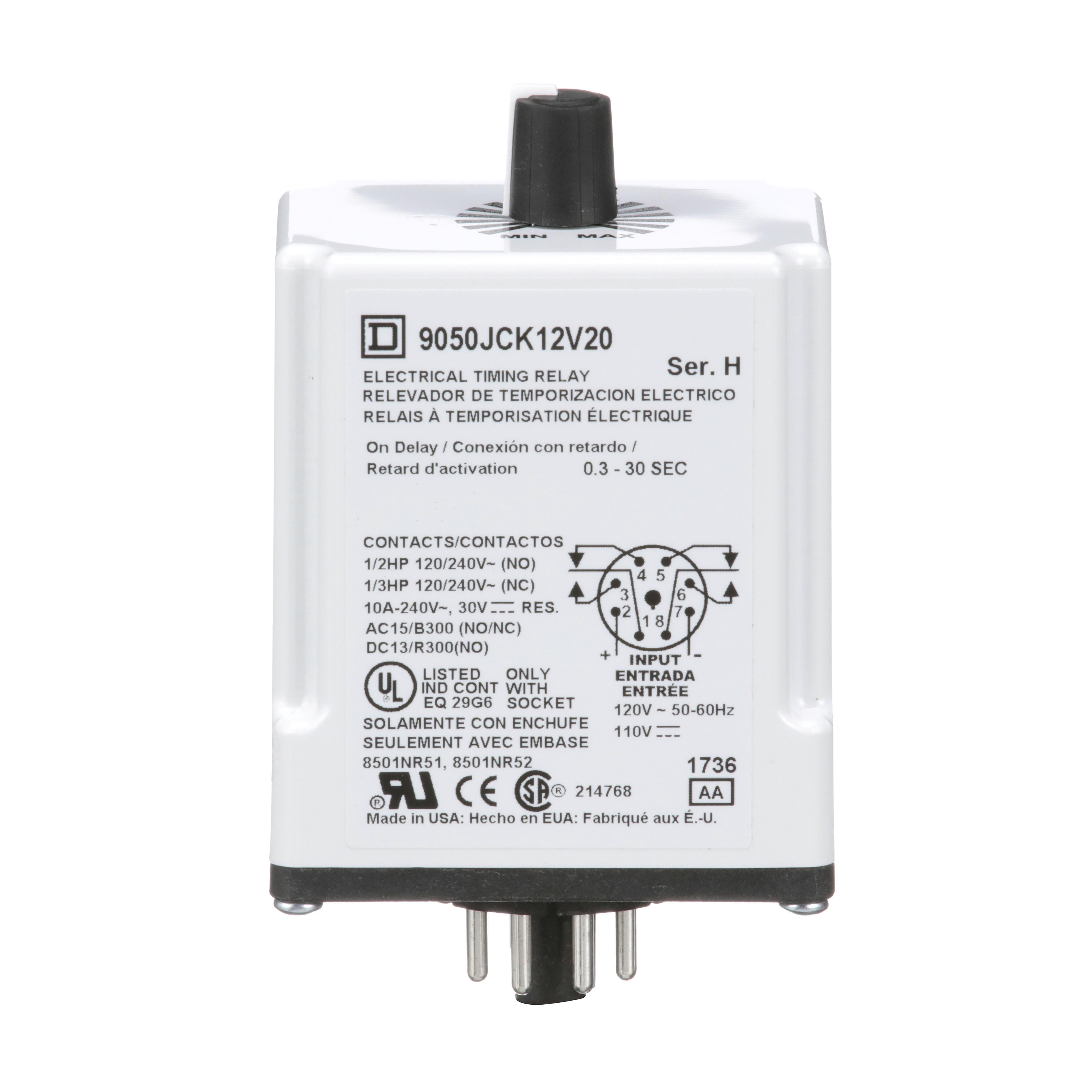 Square D™ 9050JCK12V20 Timing Relays - Fixed Mode Operation