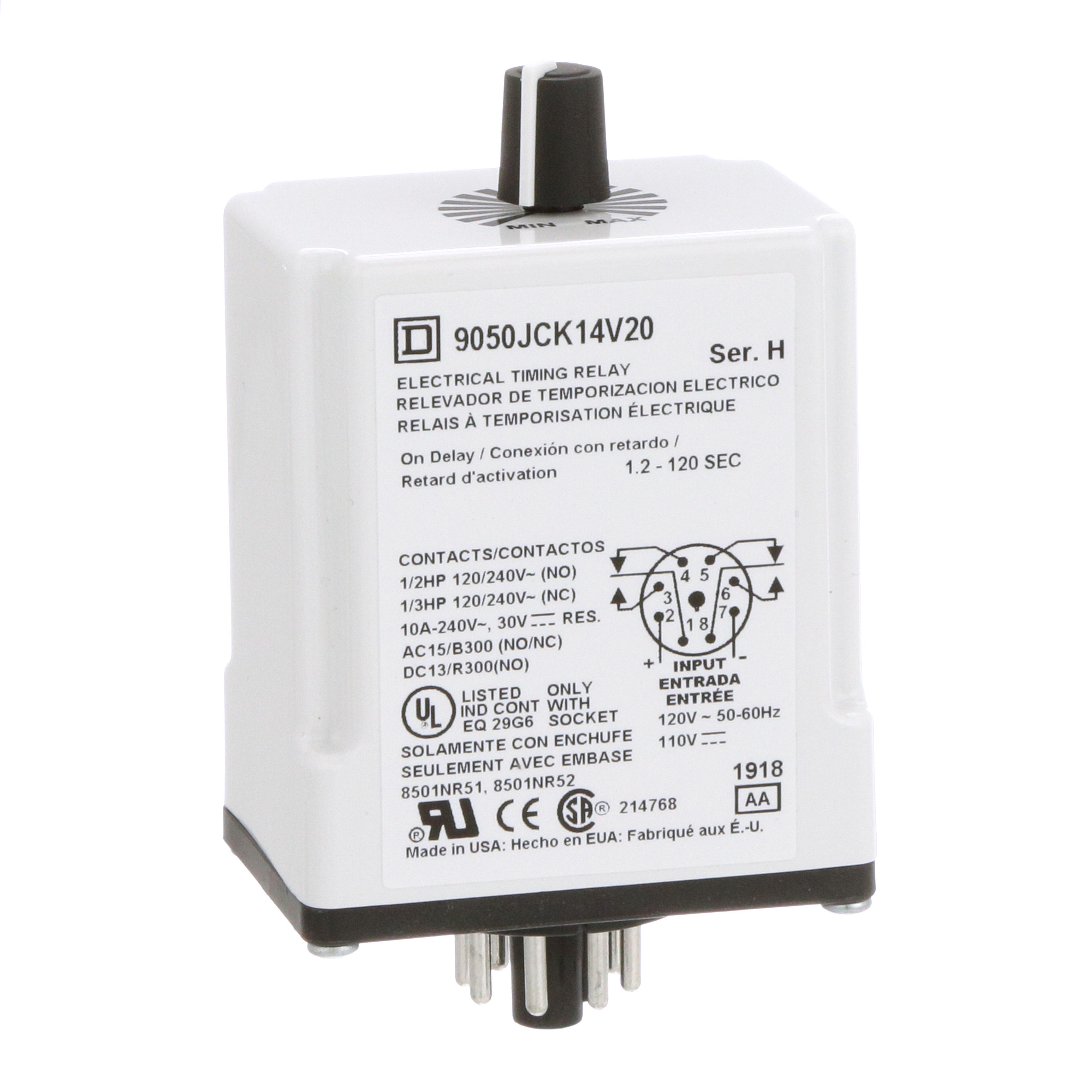 Square D™ 9050JCK14V20 Timing Relays - Fixed Mode Operation
