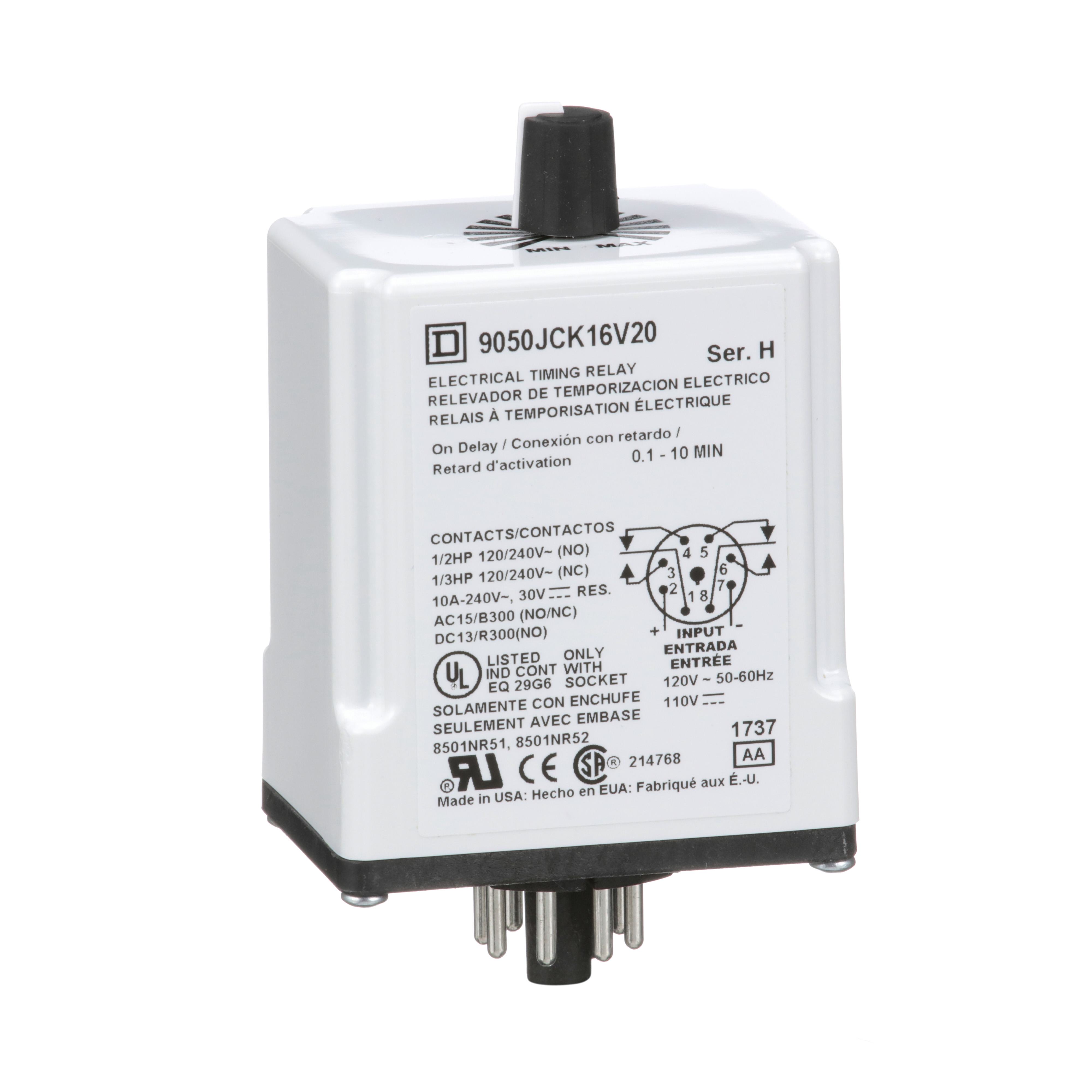 Square D™ 9050JCK16V20 Timing Relays - Fixed Mode Operation