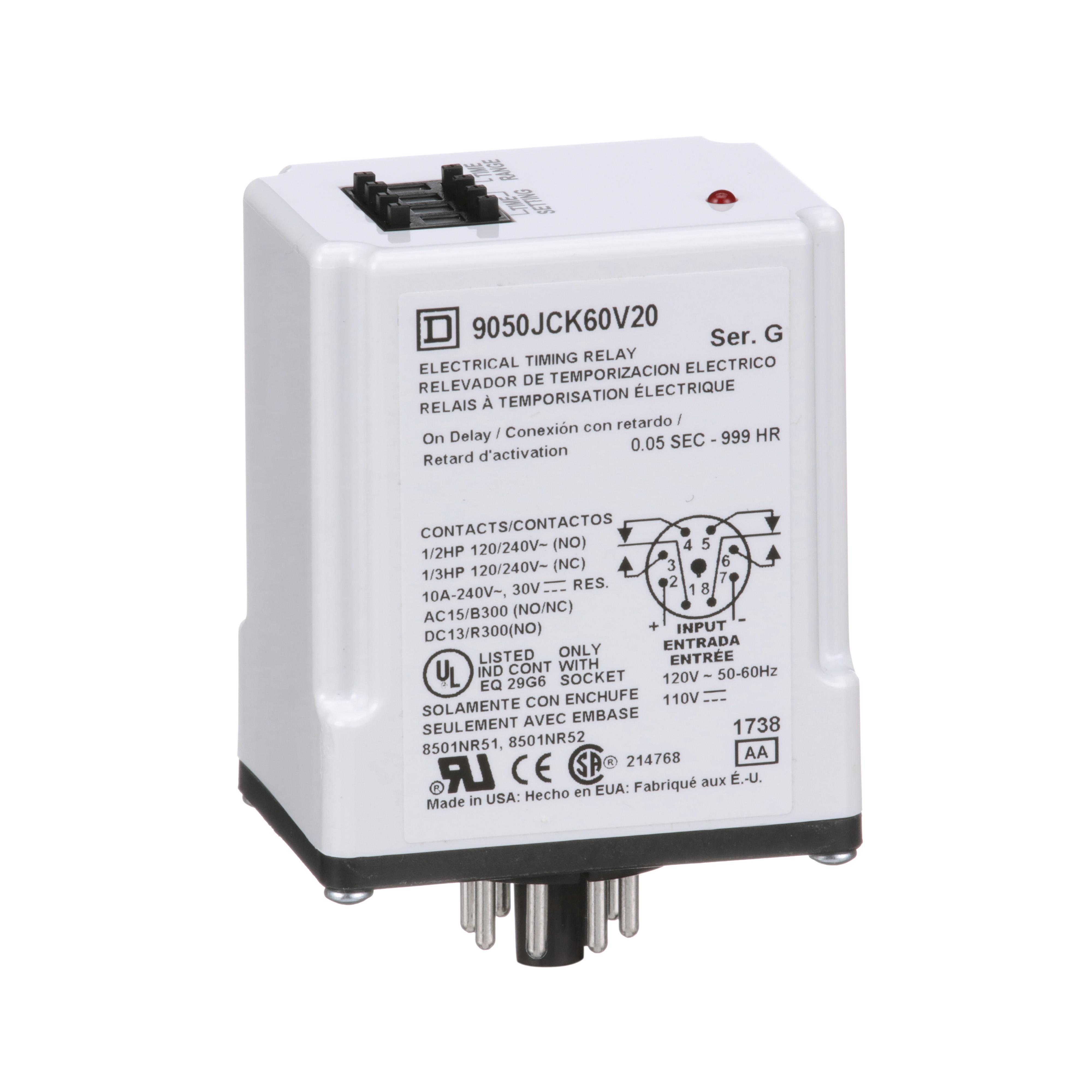 Square D™ 9050JCK60V20 Timing Relays - Fixed Mode Operation