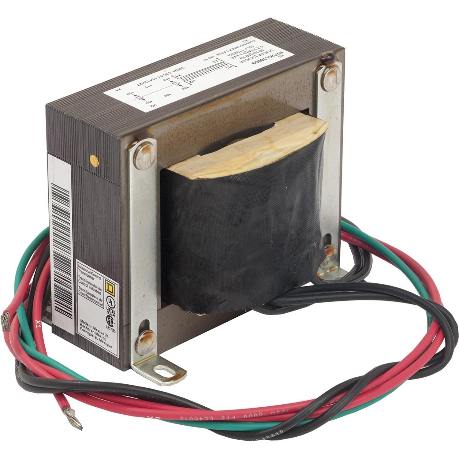 Square D™ 9070KL300D9 Type KL Industrial Multi-Voltage Control Transformer With 24 in Lead, 480 V AC Primary, 120 VAC Secondary, 300 VA Power Rating, 50/60 Hz, 1 Phase