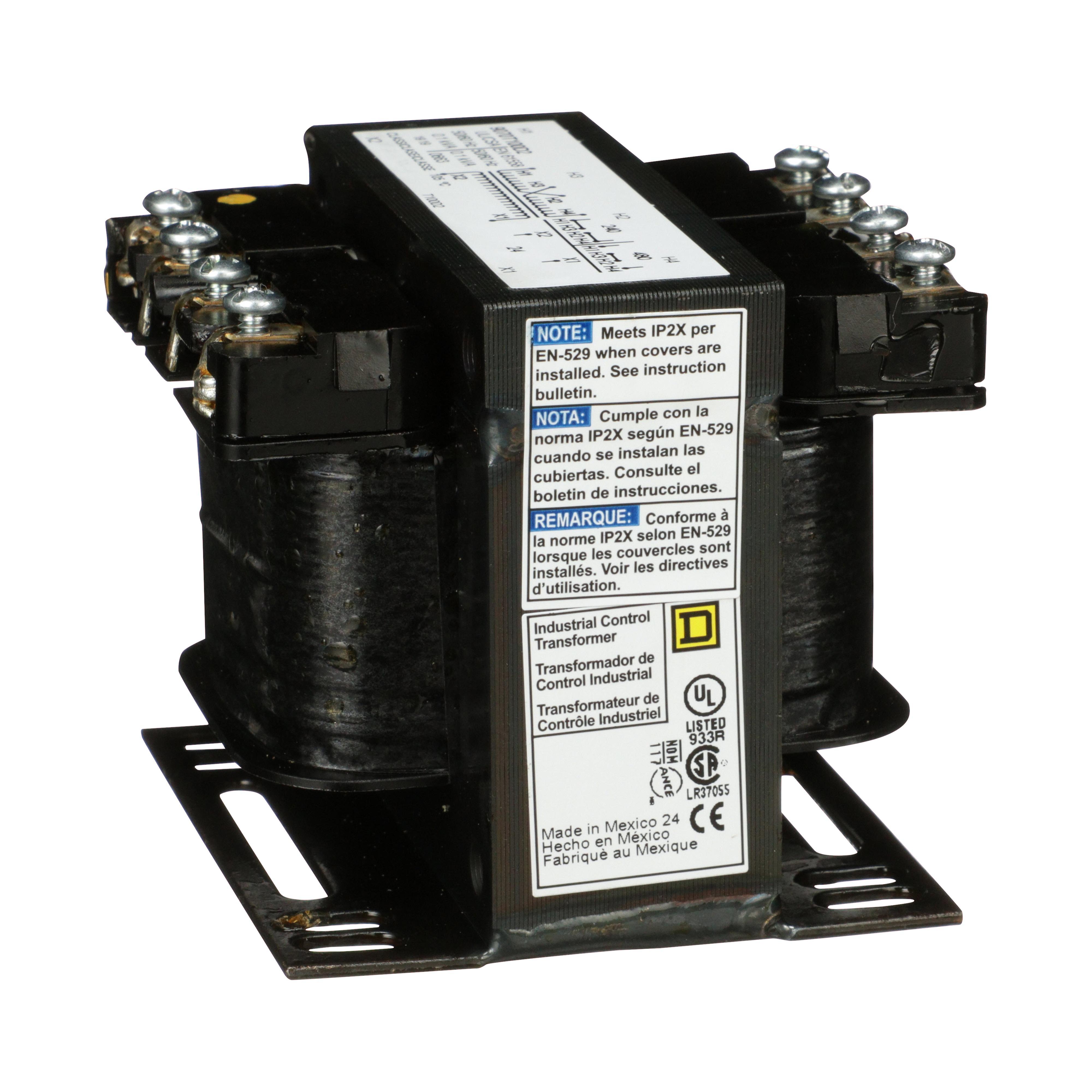 Square D™ 9070T100D2 Type T Industrial Control Transformer, 240/480/240/480/24 V AC Primary, 24 VAC Secondary, 100 VA Power Rating, 50/60 Hz, 1 Phase