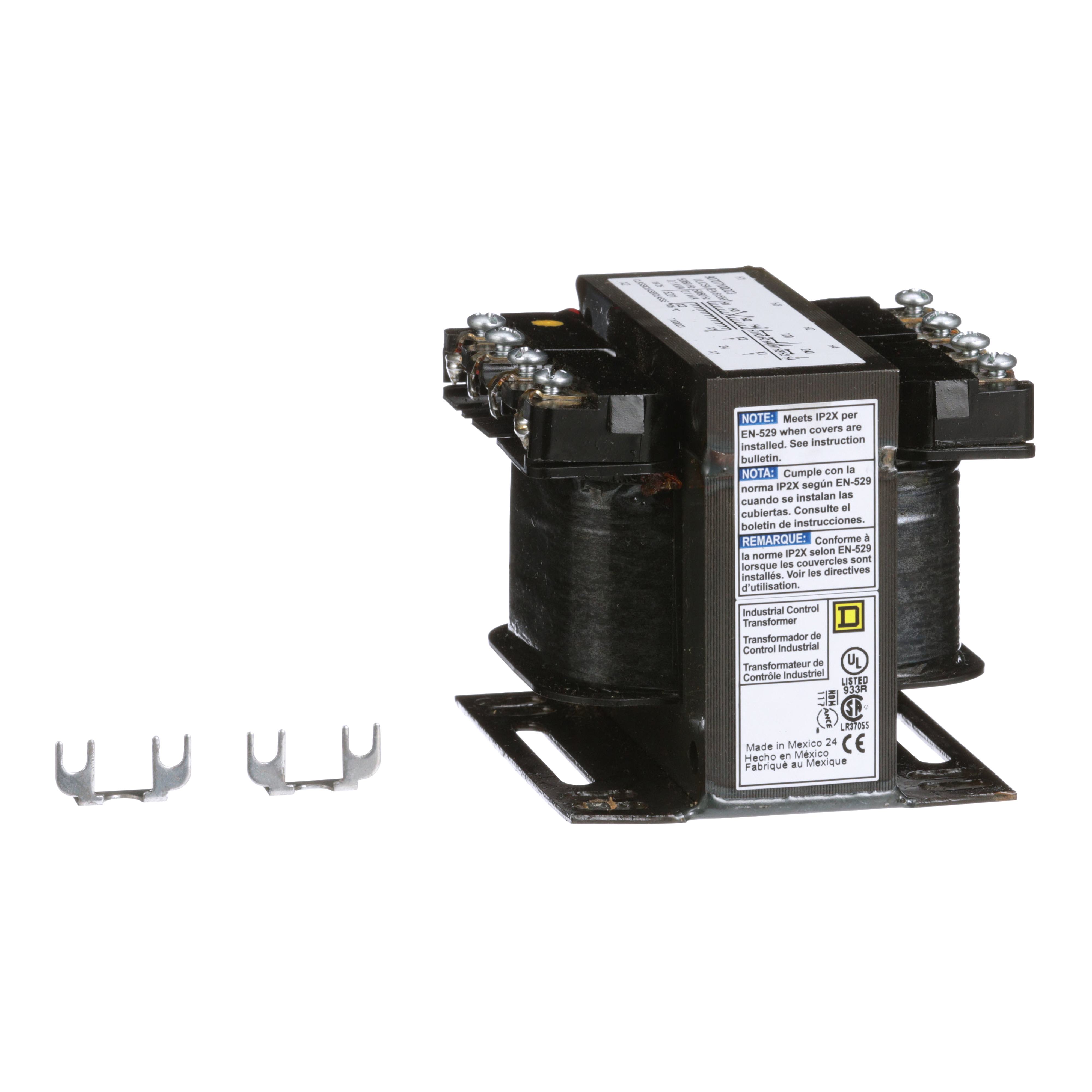 Square D™ 9070T100D23 Type T Industrial Open Style Control Transformer, 120/240 V AC Primary, 24 VAC Secondary, 100 VA Power Rating, 50/60 Hz, 1 Phase