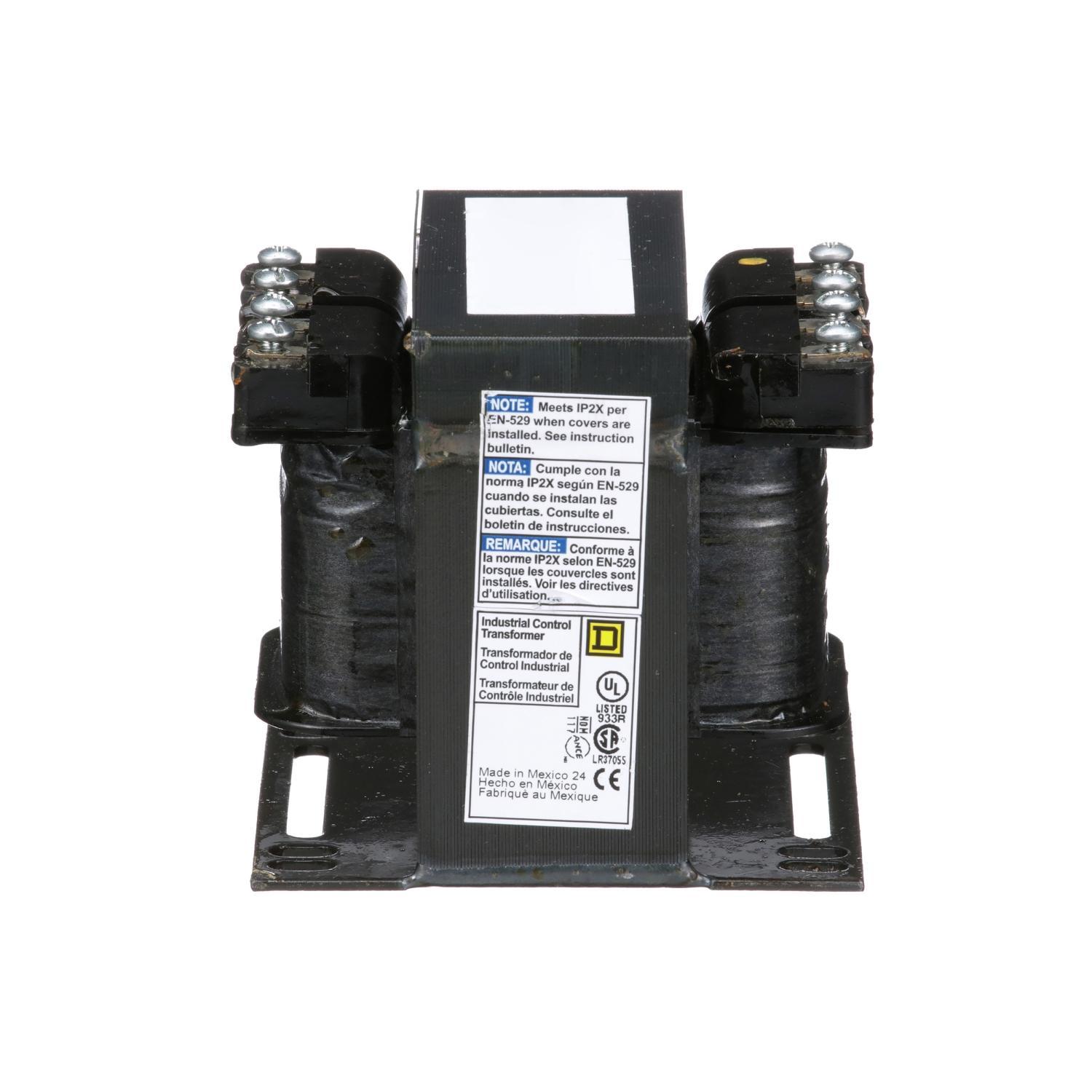 Square D™ 9070T150D31 Type T Industrial Open Style Control Transformer, 240/480 V AC Primary, 120/240 VAC Secondary, 150 VA Power Rating, 50/60 Hz, 1 Phase