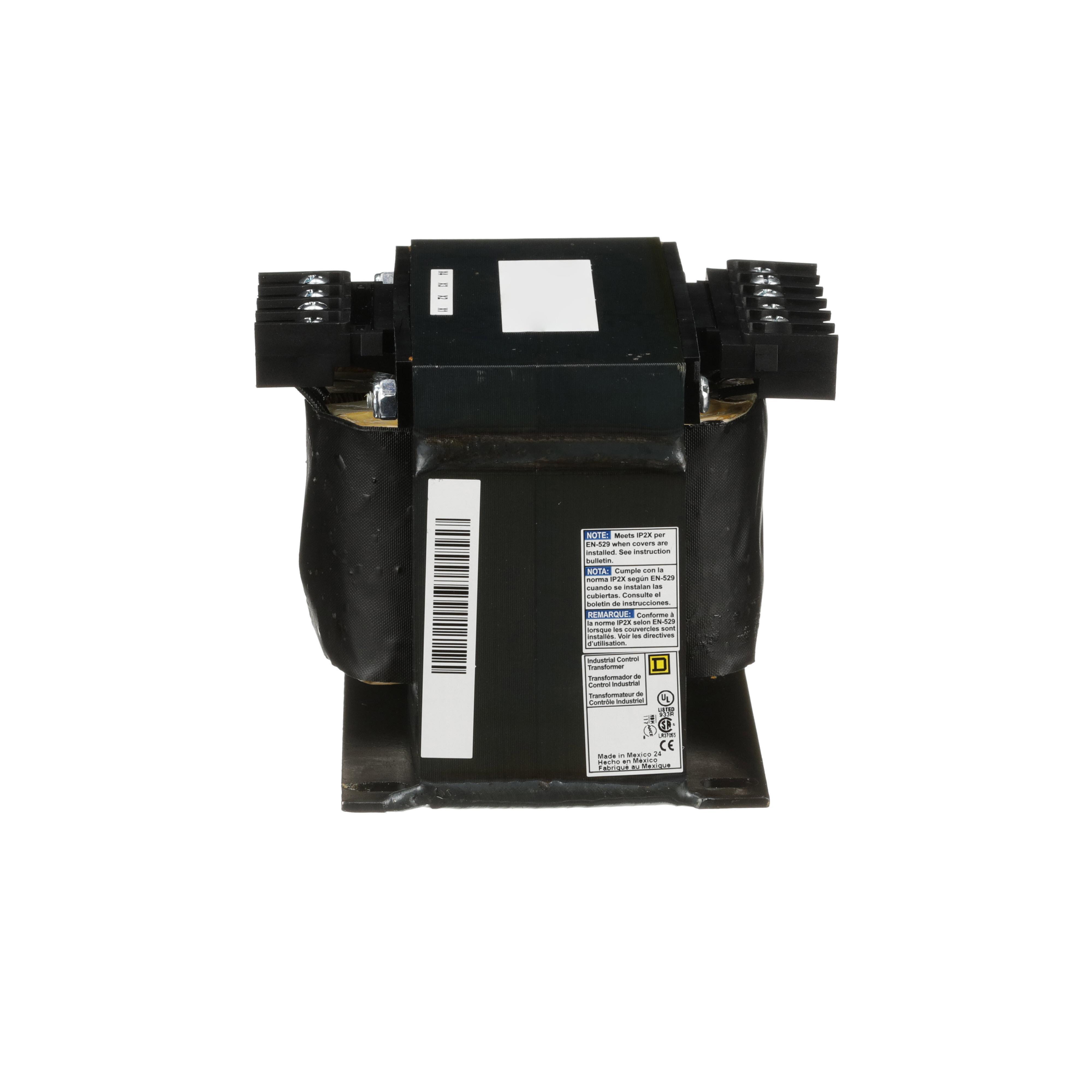 Square D™ 9070T500D19 Control Transformer, 208/240/277/380/480 V AC Primary, 24 VAC Secondary, 500 VA Power Rating, 50/60 Hz, 1 Phase