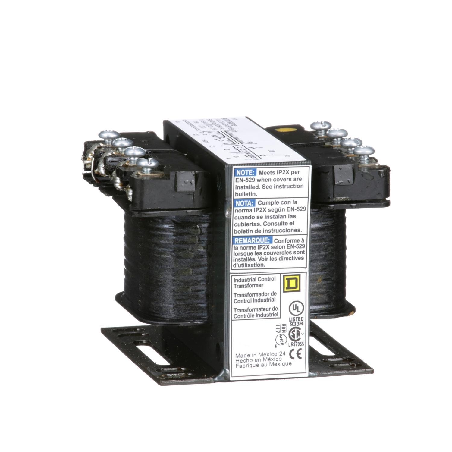 Square D™ 9070T50D13 Type T Open Style Industrial Control Transformer, 120 V AC Primary, 12/24 VDC Secondary, 50 VA Power Rating, 50/60 Hz, 1 Phase