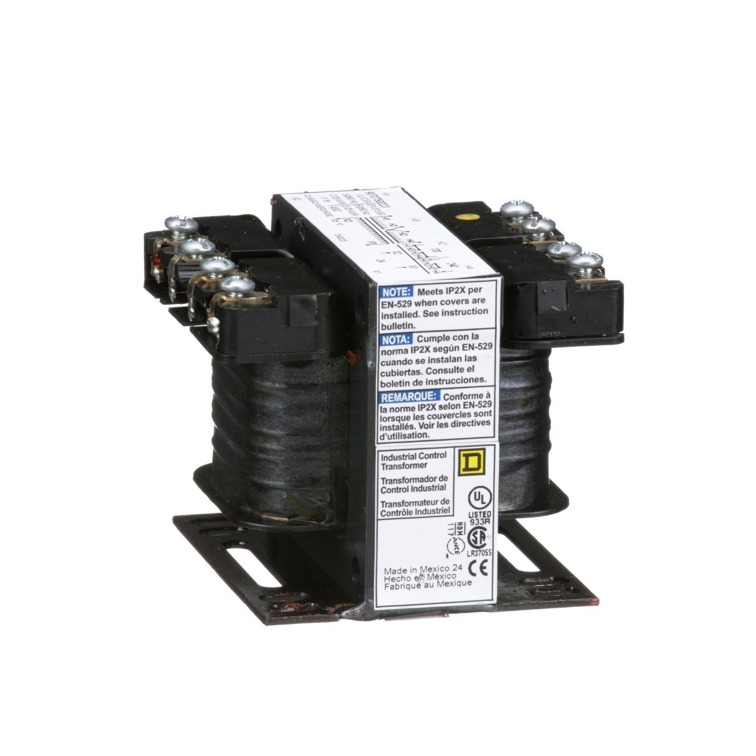 Square D™ 9070T50D23 Type T Industrial Open Style Control Transformer, 120/240 V AC Primary, 24 VAC Secondary, 50 VA Power Rating, 50/60 Hz, 1 Phase