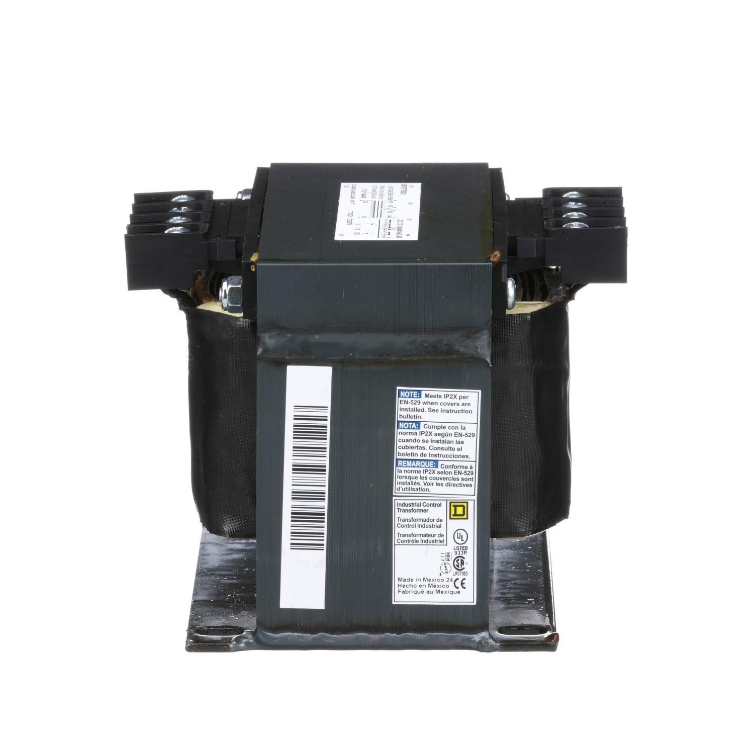 Square D™ 9070T750D1 Type T Industrial Open Style Control Transformer, 220/230/240/440/460/480 V AC Primary, 110/115/120 VAC Secondary, 750 VA Power Rating, 50/60 Hz, 1 Phase