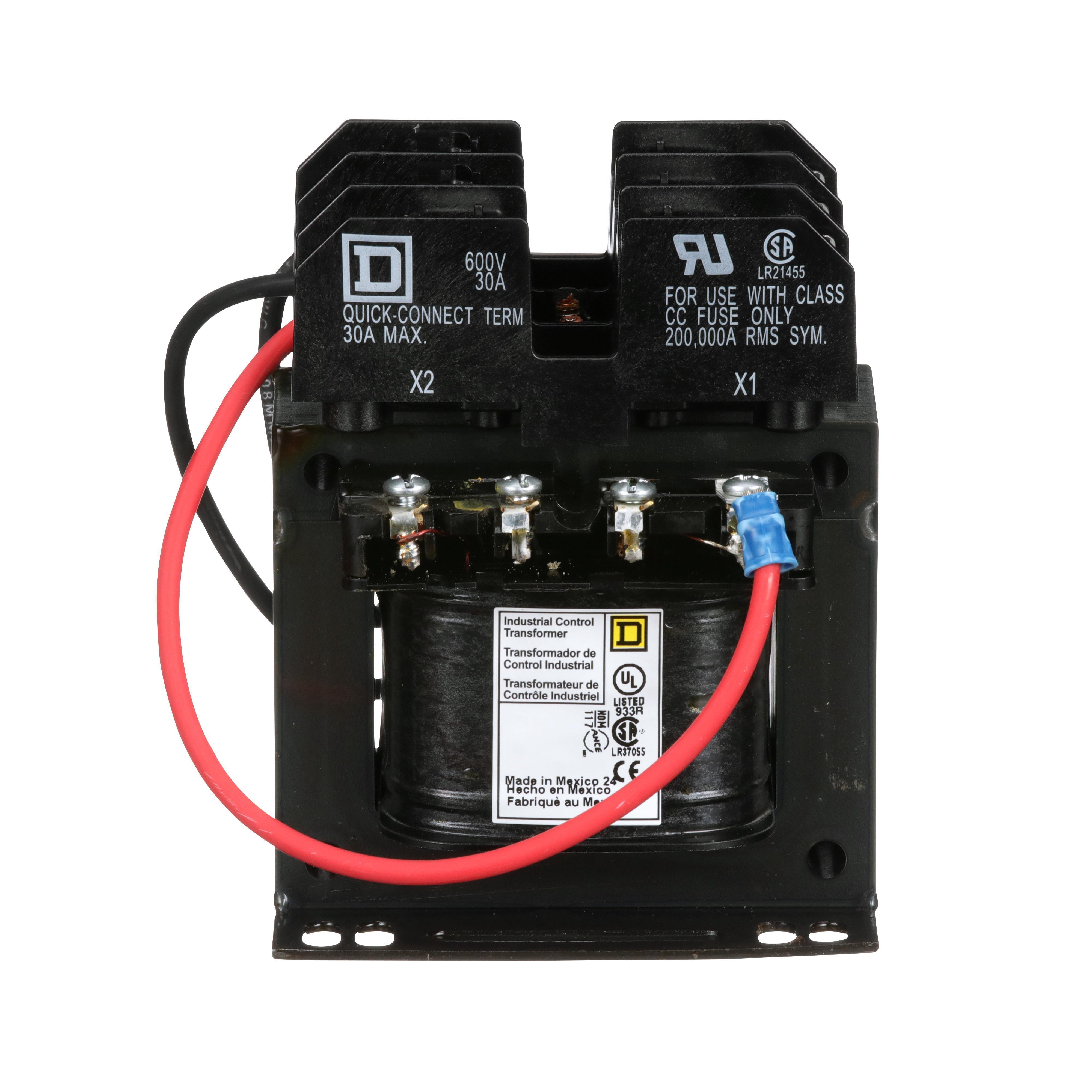 Square D™ 9070TF50D20 Type TF Industrial Control Transformer, 208/230/460 V Primary, 115 V Secondary, 50 VA Power Rating, 50/60 Hz, 1 Phase