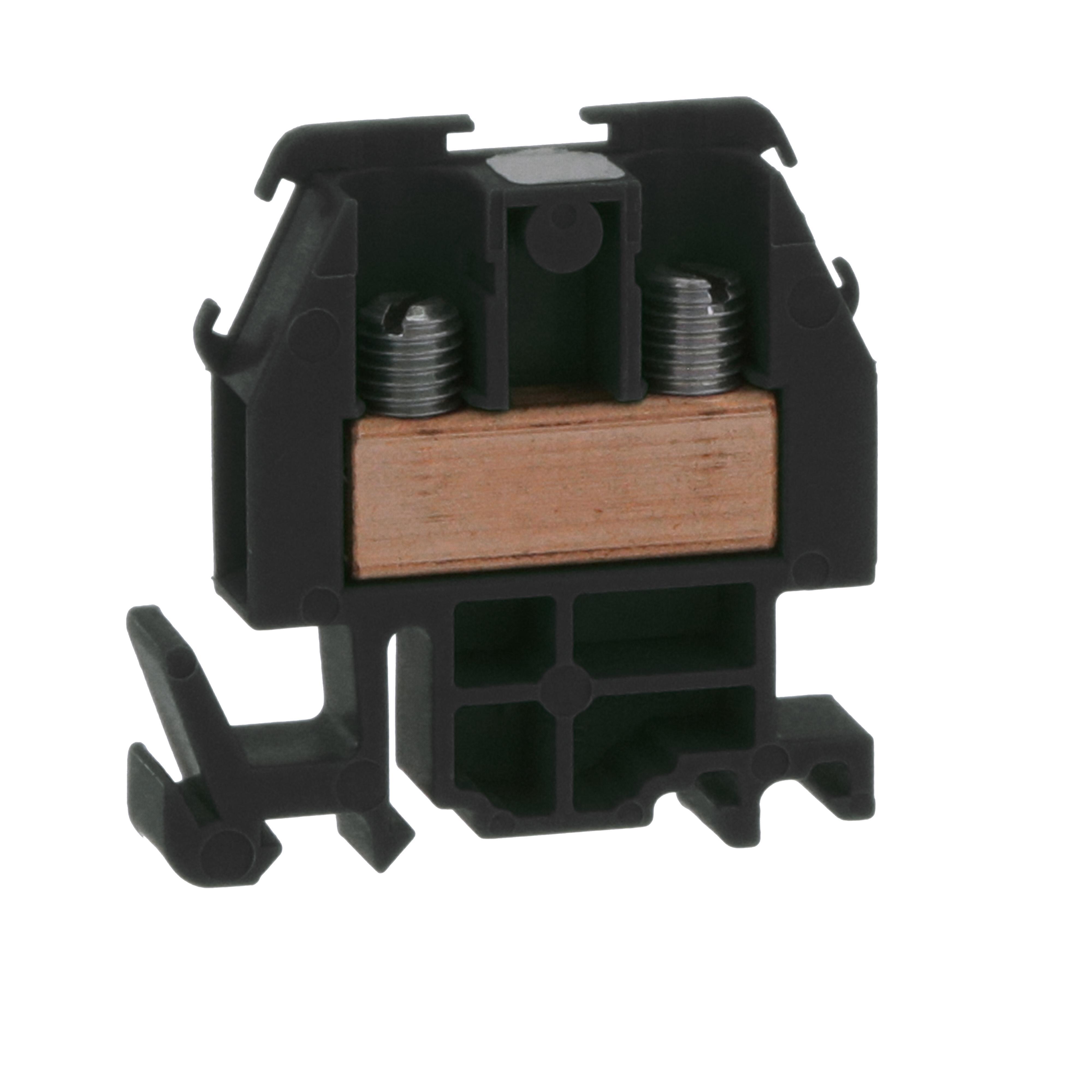 Square D™ 9080GRB6 9080G Standard Terminal Block, 600 V AC/DC, 60 A, 22 to 8 AWG Cu Wire, DIN Rail Mounting