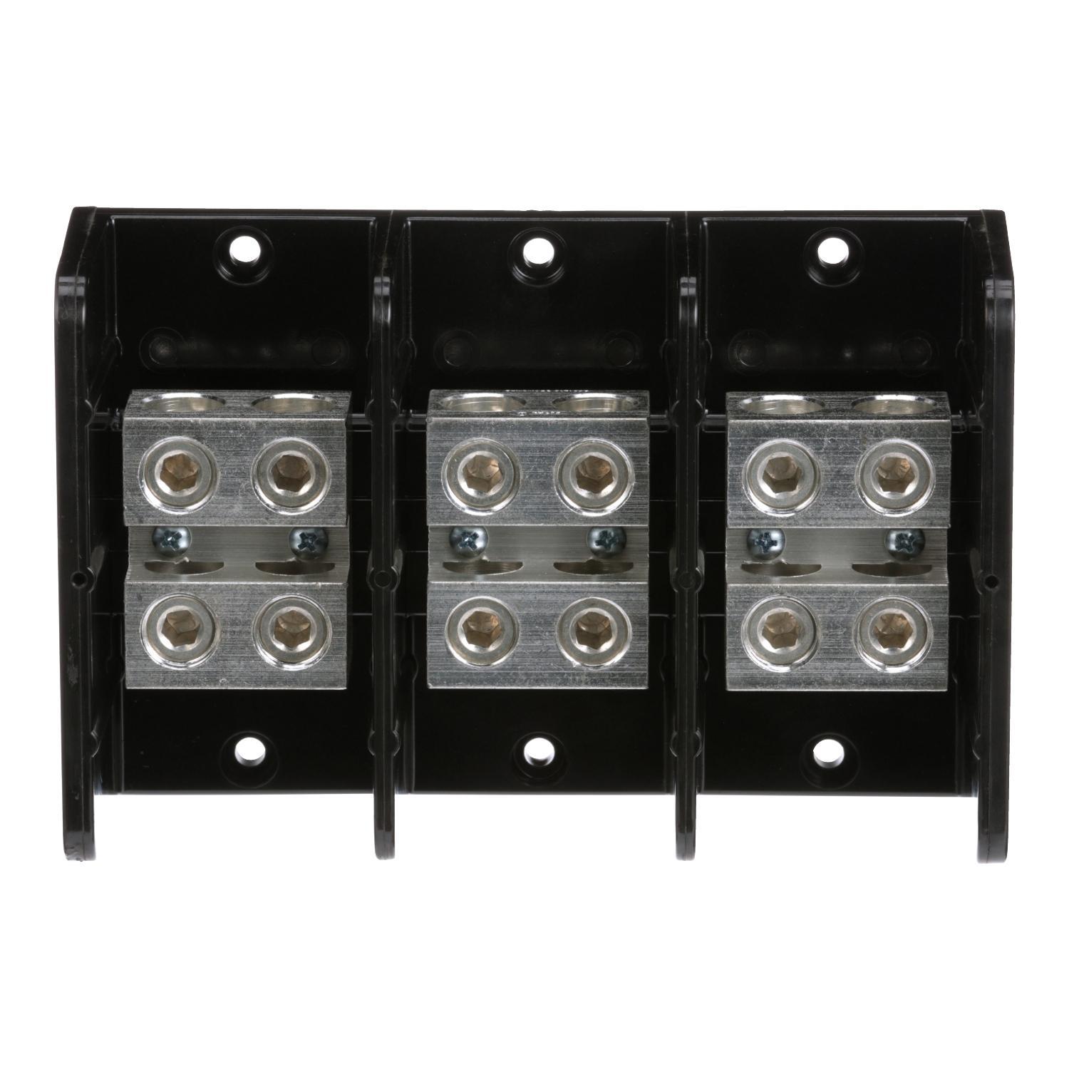Square D™ TeSys® Linergy™ 9080LBA365202 Linergy Multi-Pole Power Distribution Block, 600 V AC/DC, 500/620 A, 3 Poles, (2) 6 AWG to 350 kcmil Wire, Phenolic
