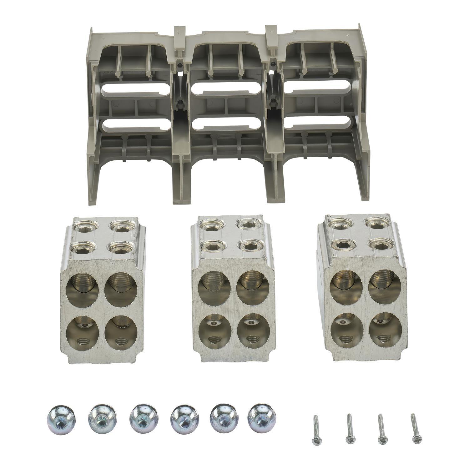 Square D™ AL1200P25K Both End Downstream Mechanical Lug Kit, 8 to 1/0 AWG Al/14 to 1/0 AWG Cu, For Use With PowerPact™ 15 to 150 A P-Frame Molded Circuit Breaker