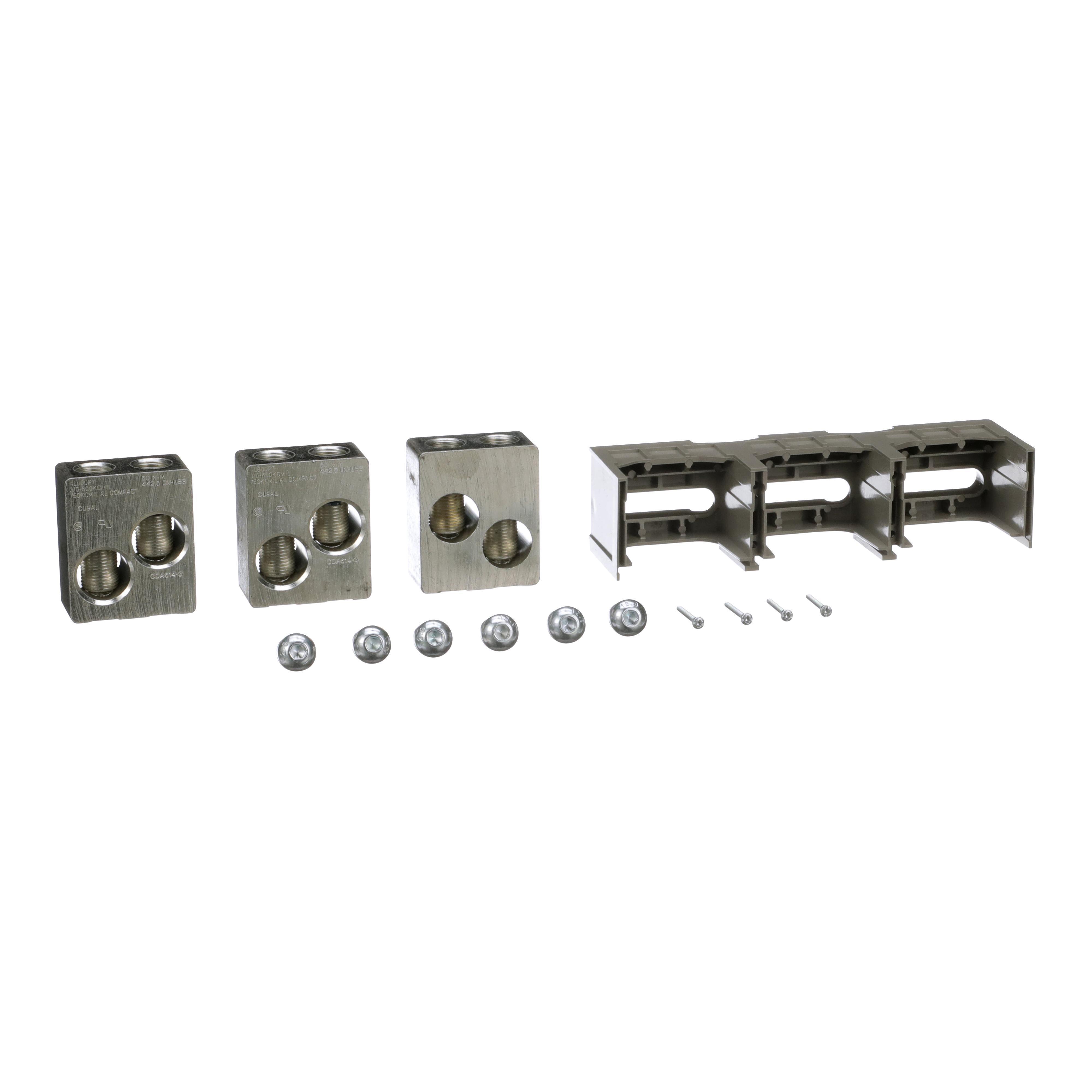 Square D™ PowerPact™ AL800P7K Mechanical Lug Kit, 3/0 AWG to 750 kcmil, For Use With 800 A M and P Frame Unit Mount Circuit Breaker