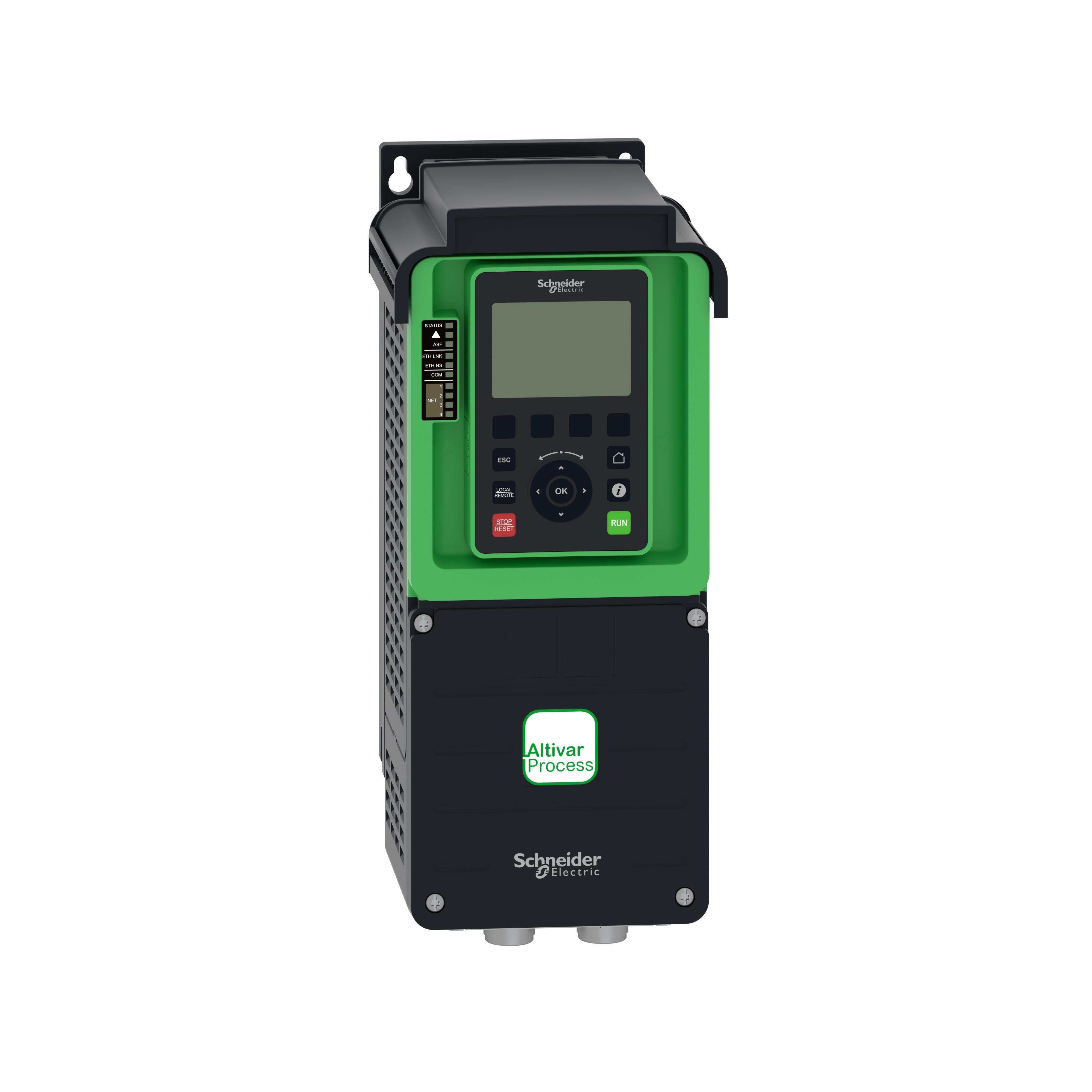 Square D™ ATV630U55N4 Altivar® Process 630 3-Phase Type 1 Standard AC Variable Speed Drive With Category C2, C3 Integrated EMC Filter, 460 V AC, 7.2/8/9.1/10.4 A, 5 hp, 7-1/2 hp, 5.67 in W x 7.99 in D