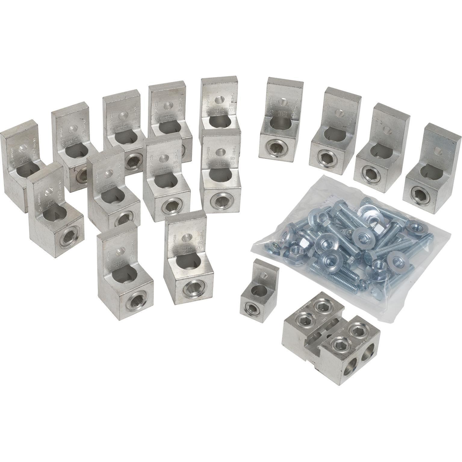 Square D™ DASKGS1000 Mechanical Lug Kit, For Use With Low Voltage Dry Type General Purpose Transformer, 3/8 x 2 in Cap Screw, 601 to 800 A, 2 AWG Stranded to 600 kcmil, (4) 6 AWG Stranded to 350 kcmil, 6 AWG Stranded to 250 kcmil Terminal Size
