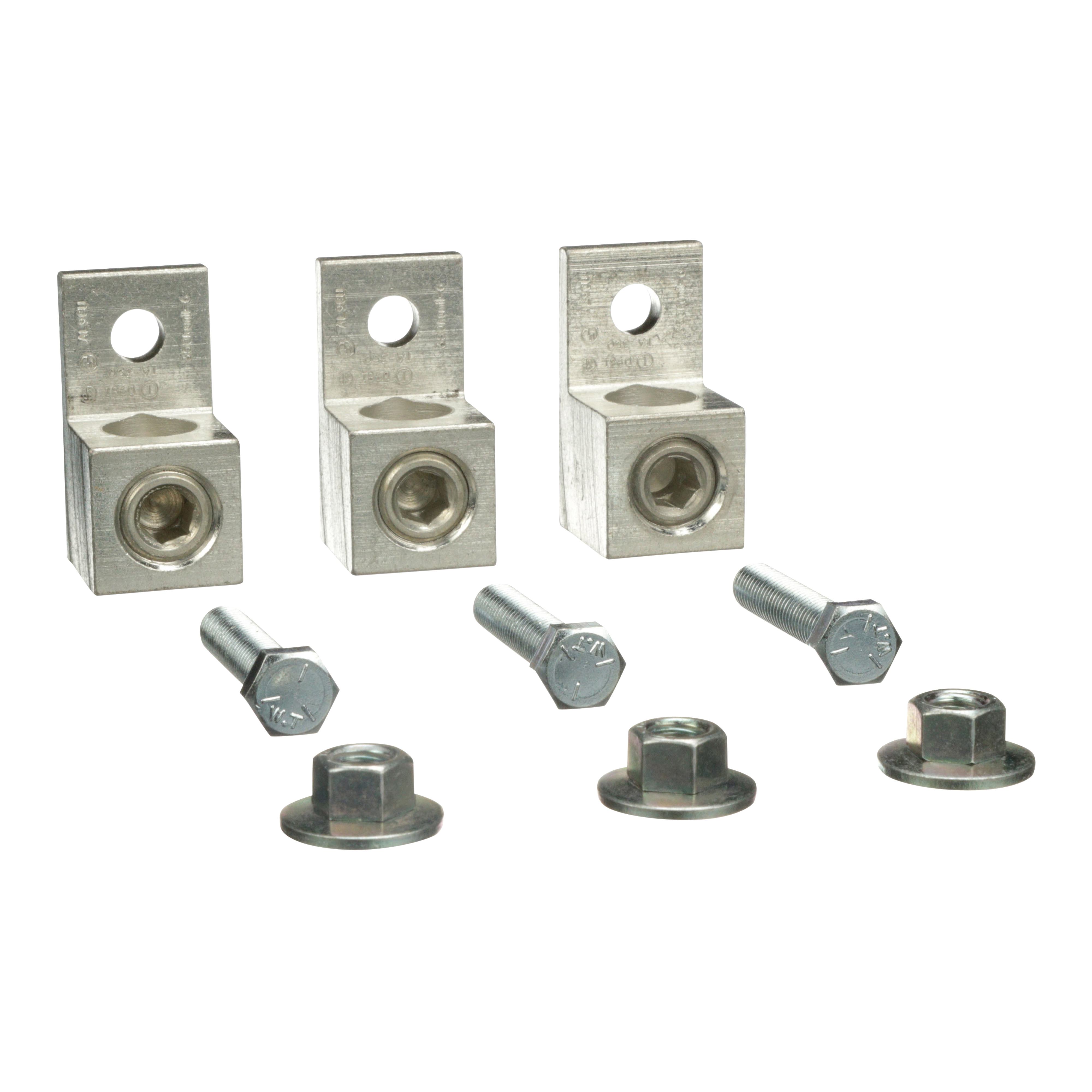 Square D™ DASKP250 Mechanical Lug Kit, 3 Pieces, For Use With 1-Phase Primary, 1-Phase Secondary, 3-Phase Delta Primary and 3-Phase Delta Secondary Transformer