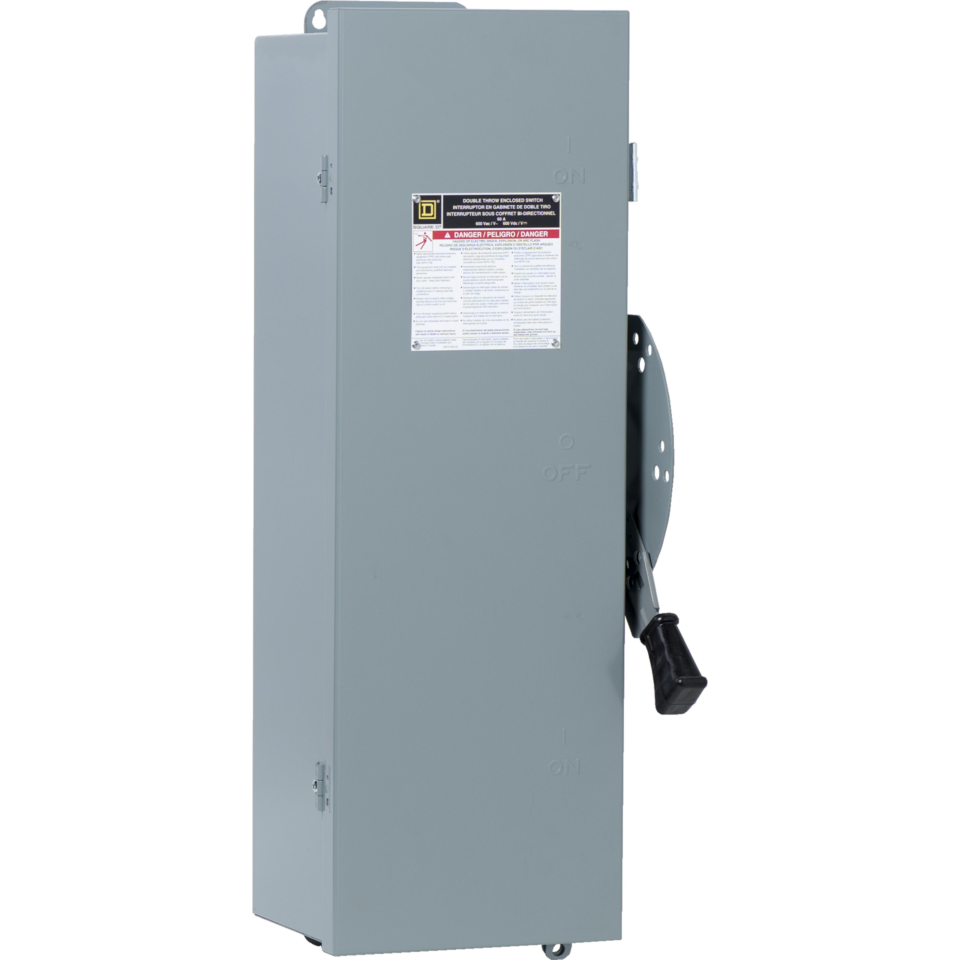 Square D™ DTU363AWK F6 Dust/Driptight Gasketed Non-Fusible Safety Switch, 600 V AC/DC, 100 A, 50 hp, 100 hp, 3 Form C 3PDT Contact, 3 Poles
