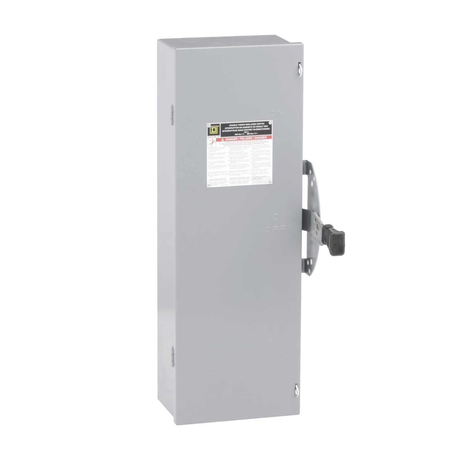 Square D™ DTU363 F5 Series Non-Fusible Safety Switch, 600 V AC/DC, 100 A, 40 hp, 100 hp, 3 Form C 3PDT Contact, 3 Poles