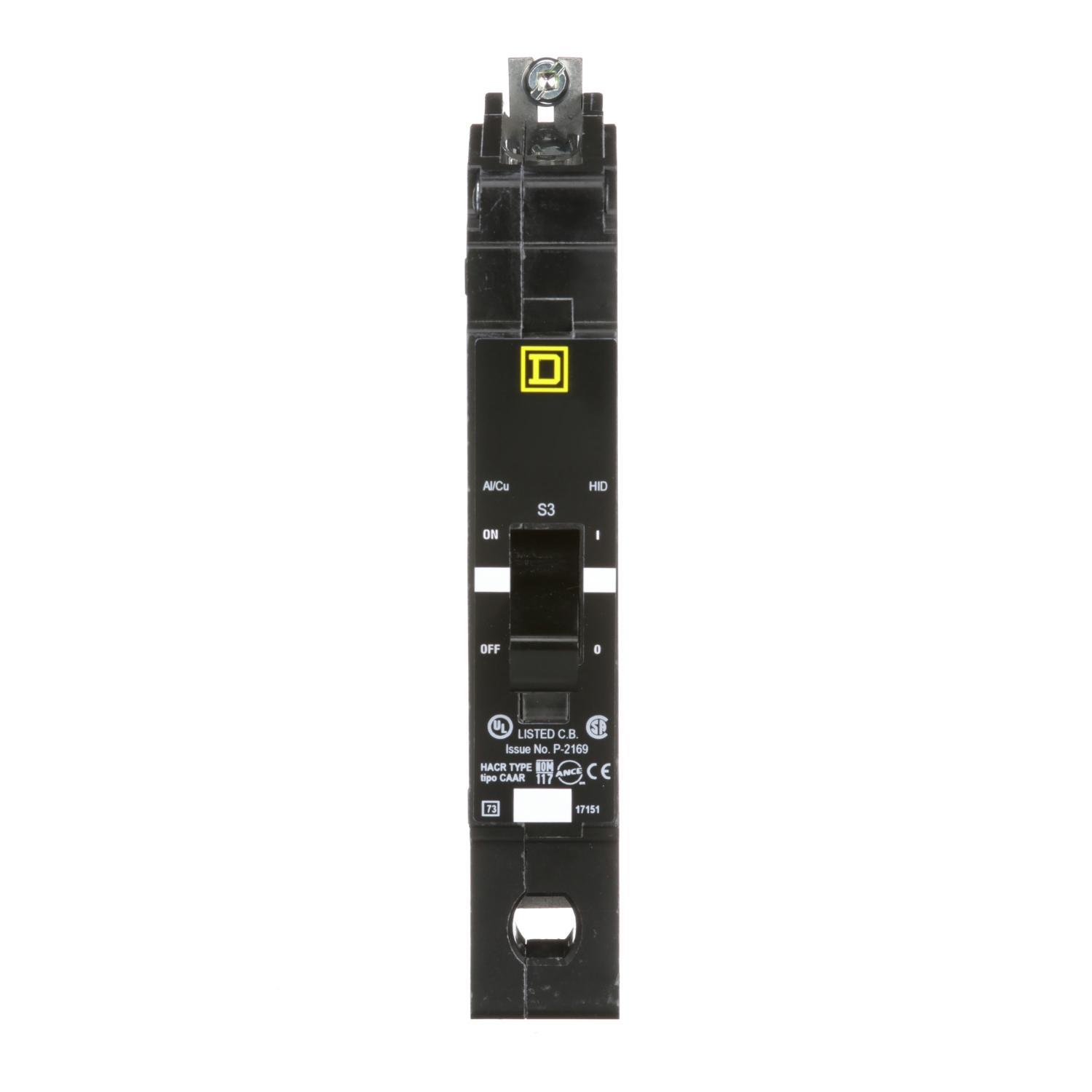 Square D™ EDB14030 Type EDB Molded Case Standard E-FRAME Miniature Circuit Breaker, 277 V AC, 30 A, 18 kA Interrupt, 1 Pole, Thermal Magnetic Trip