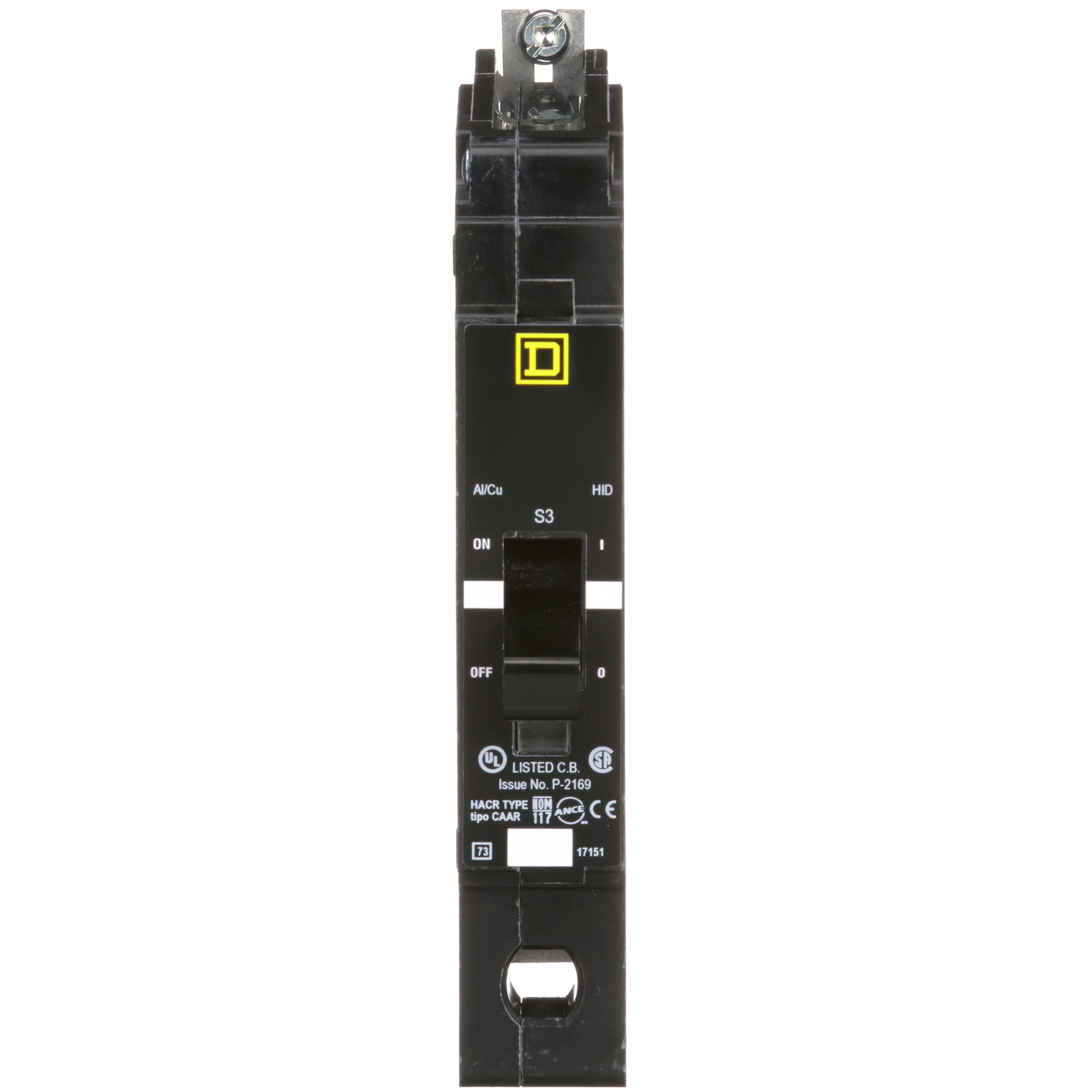 Square D™ E-FRAME EDB14060 Type EDB Molded Case Standard Miniature Circuit Breaker, 277 V AC, 60 A, 18/25 kA Interrupt, 1 Pole, Thermal Magnetic Trip