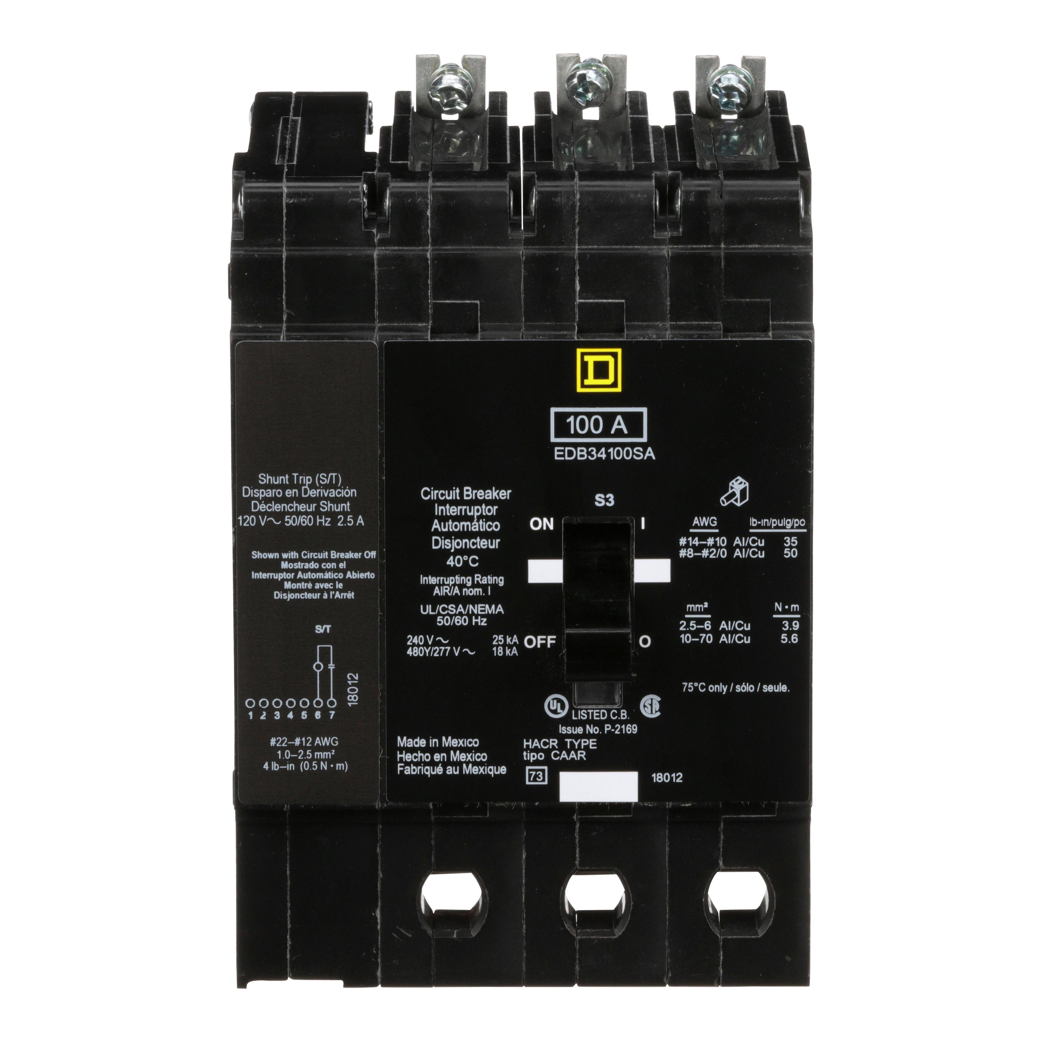 Square D™ EDB34100SA Miniature Circuit Breakers