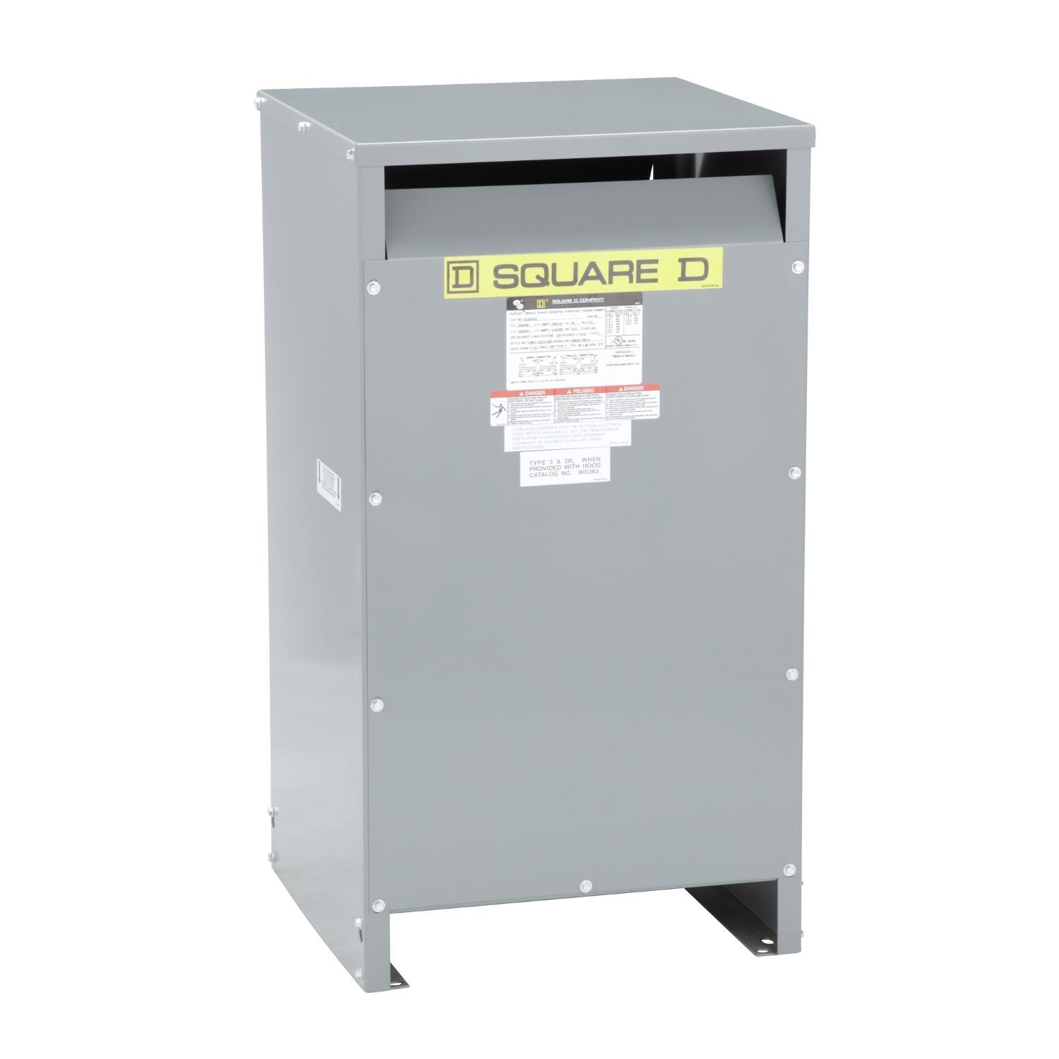 Square D™ EE50S3H Dry Type Energy Efficient Transformer, 240/480 V AC Primary, 120/240 VAC Secondary, 50 kVA Power Rating, 60 Hz, 1 Phase